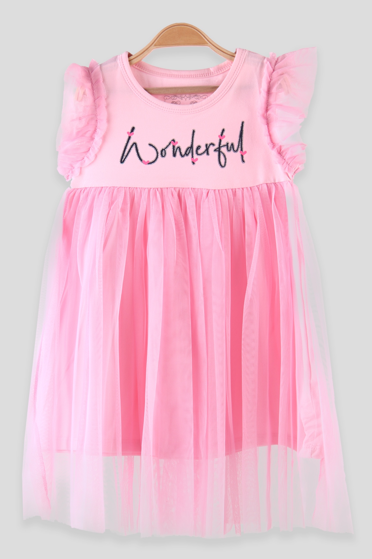 Breeze Kız Çocuk Elbise Simli Pembe (4-8 Yaş)