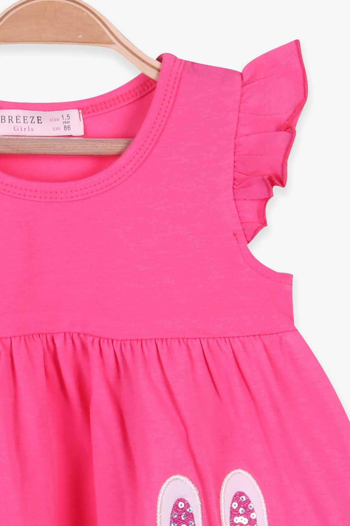 Breeze Kız Çocuk Elbise Tavşan Nakışlı Mercan (1.5-5 Yaş)