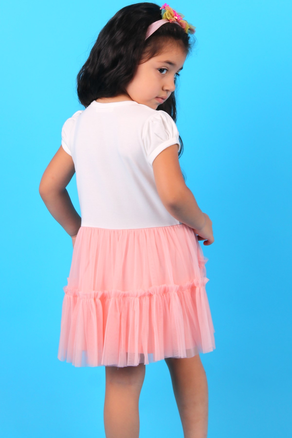 Breeze Kız Çocuk Elbise Tavşanlı Simli Ekru (1.5-5 Yaş)
