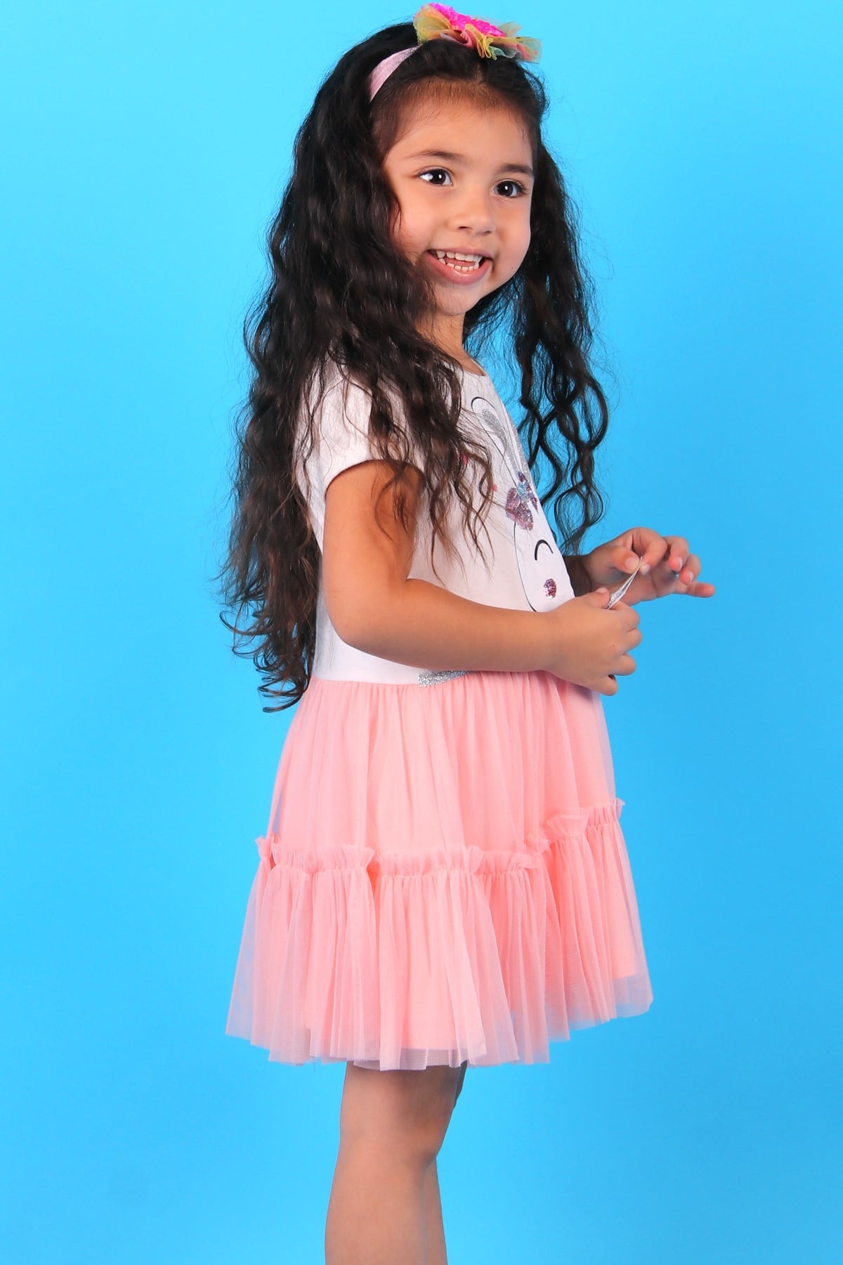 Breeze Kız Çocuk Elbise Tavşanlı Simli Ekru (1.5-5 Yaş)