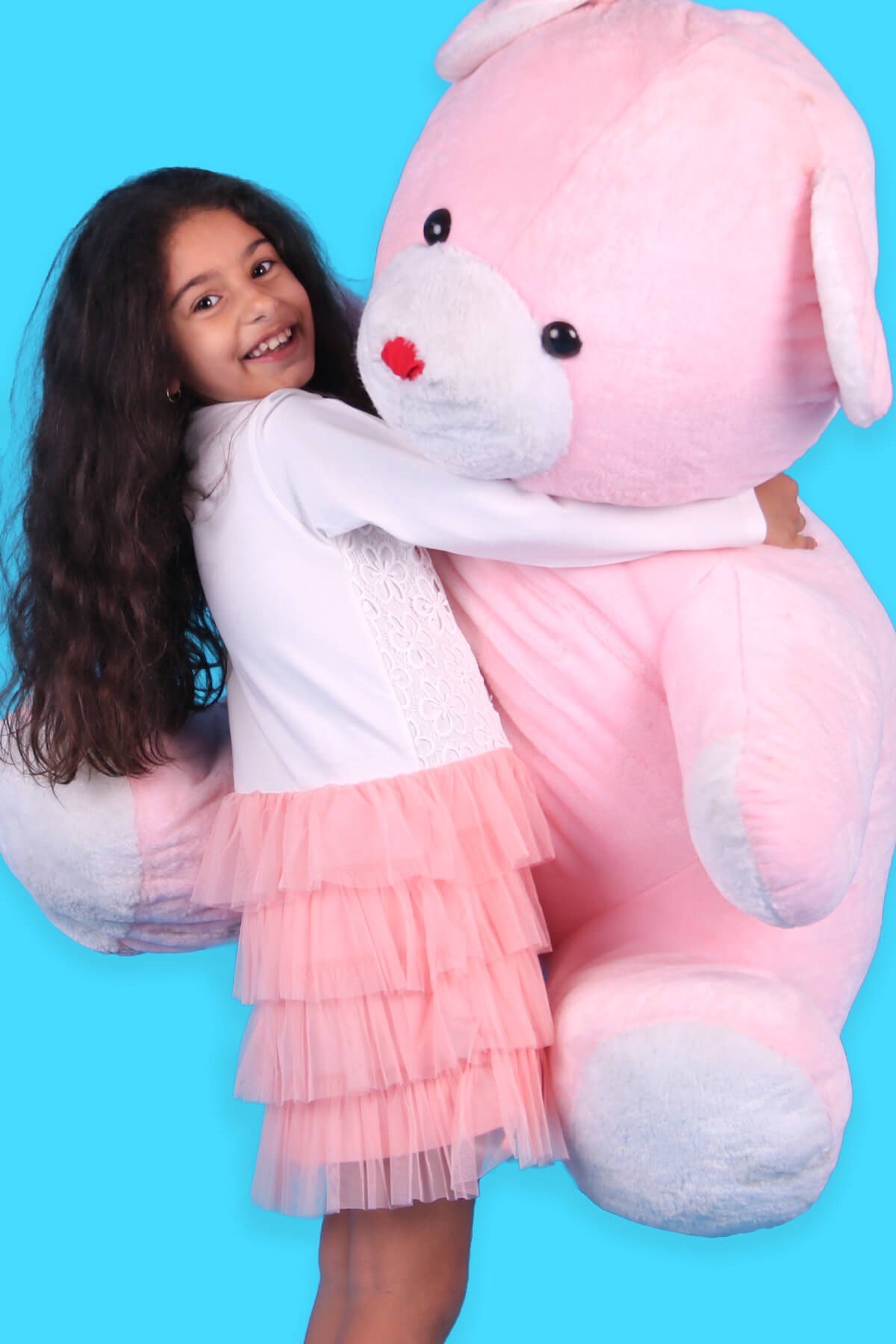 Breeze Kız Çocuk Elbise Tüllü Dantelli Beyaz-Somon (6-10 Yaş)