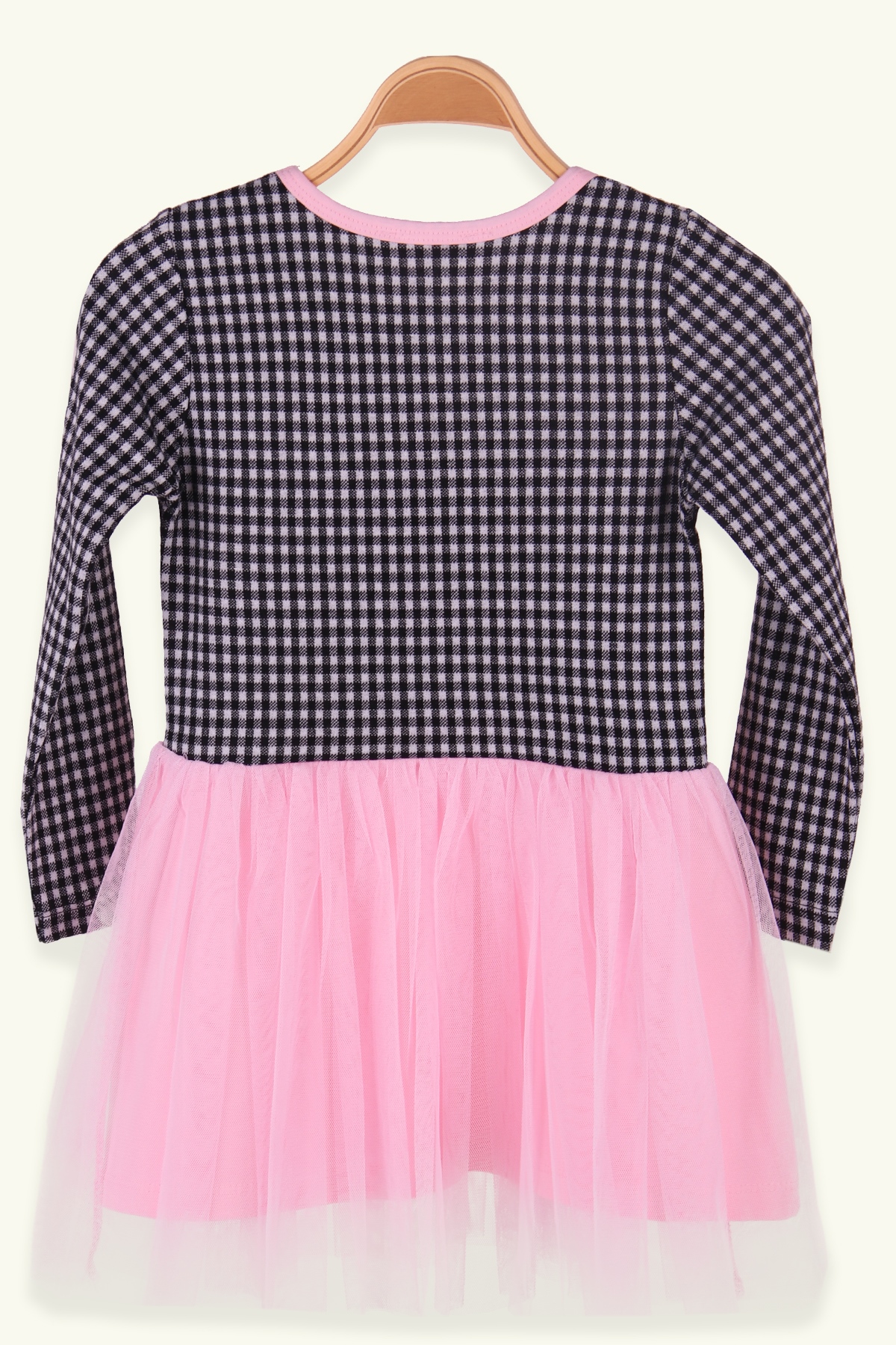Breeze Kız Çocuk Elbise Tüllü Ekoseli Pembe (4-9 Yaş)