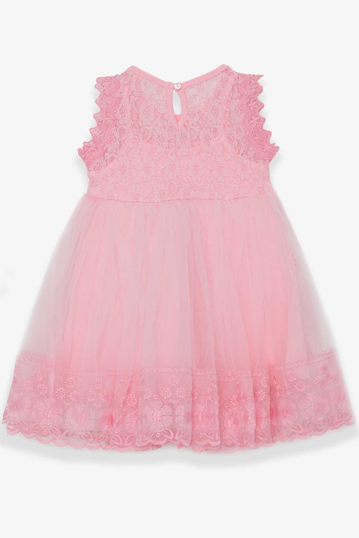 Breeze Kız Çocuk Elbise Tüllü Güpürlü Pembe (4-9 Yaş)