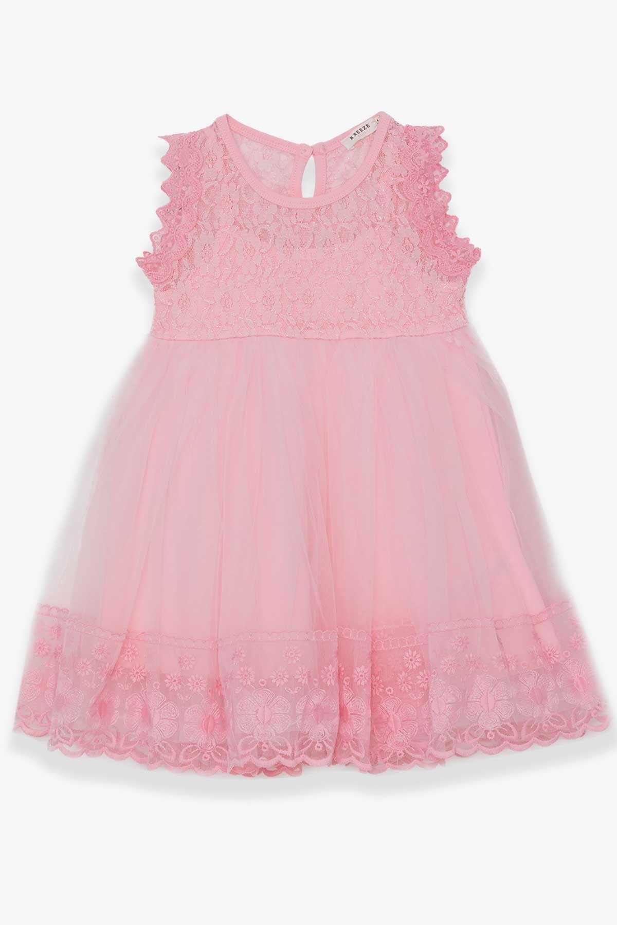 Breeze Kız Çocuk Elbise Tüllü Güpürlü Pembe (4-9 Yaş)