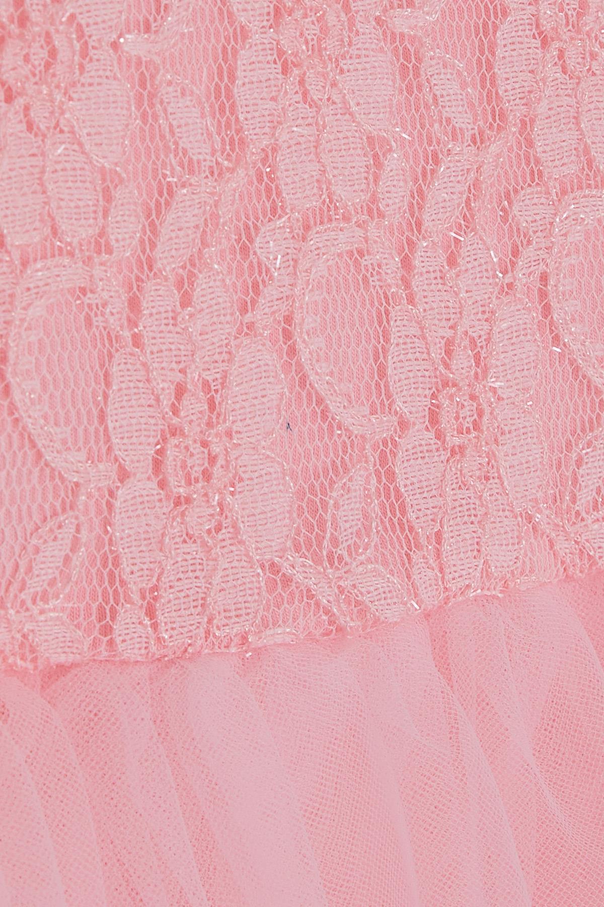 Breeze Kız Çocuk Elbise Tüllü Güpürlü Pembe (4-9 Yaş)