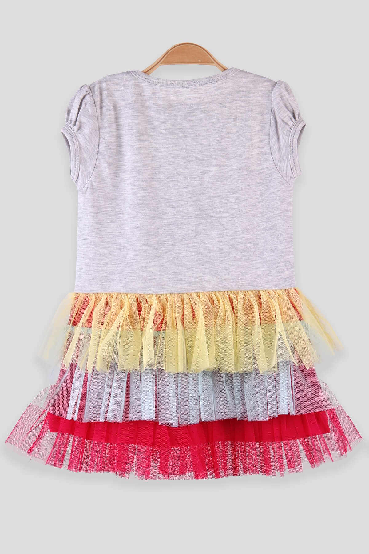 Breeze Kız Çocuk Elbise Tüllü Simli Unicornlu Gri (3-8 Yaş)