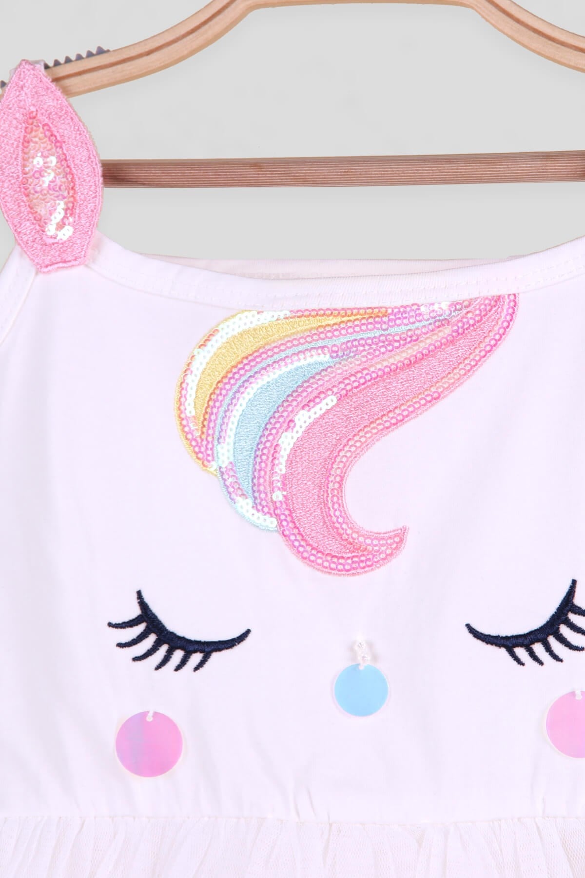 Breeze Kız Çocuk Elbise Tüllü Unicorn Ekru (3-8 Yaş)