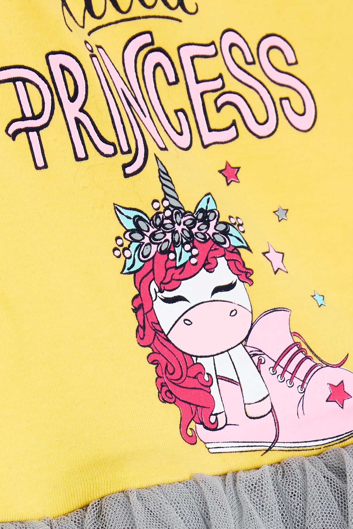 Breeze Kız Çocuk Elbise Unicorn Baskılı Sarı (1.5-5 Yaş)