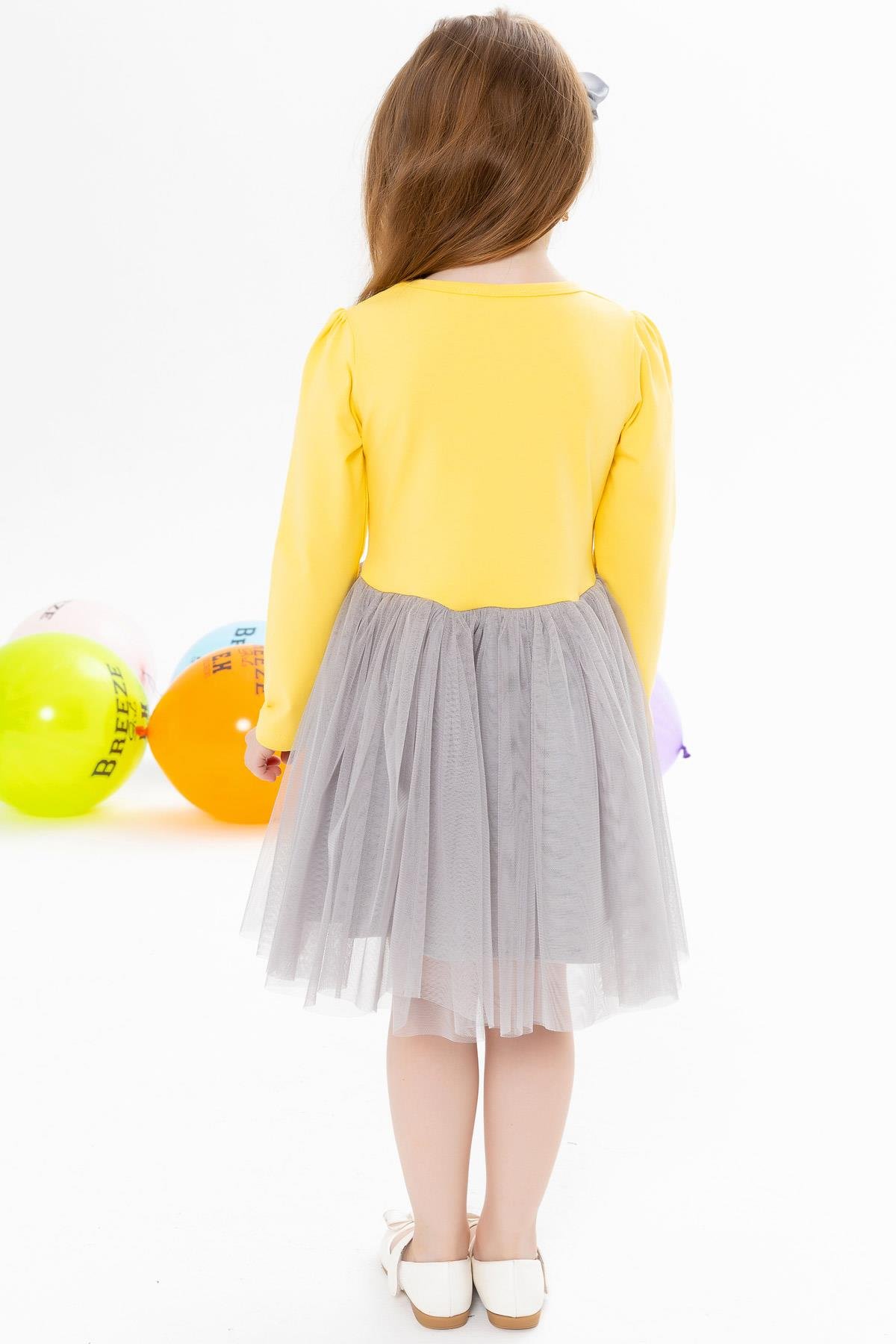 Breeze Kız Çocuk Elbise Unicorn Baskılı Sarı (1.5-3 Yaş)