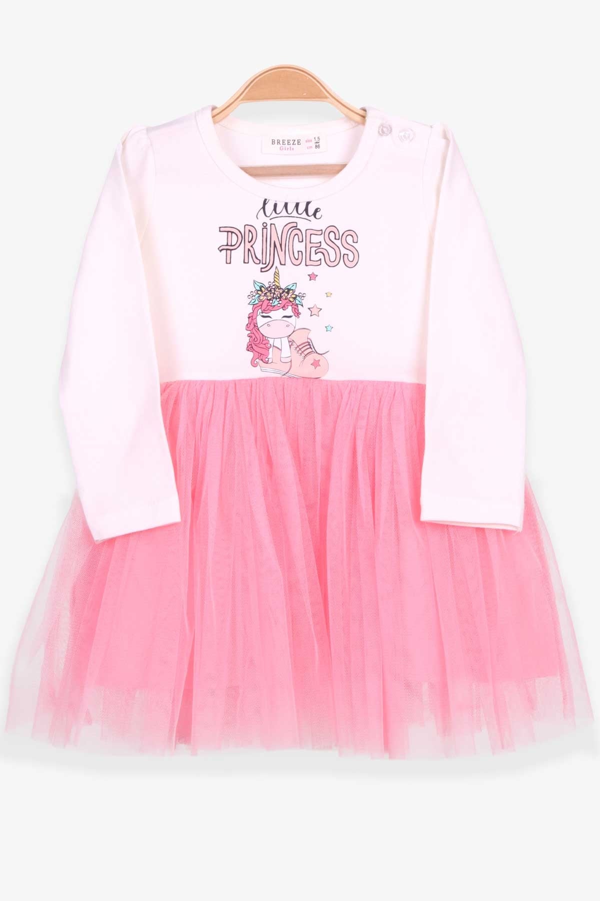 Breeze Kız Çocuk Elbise Unicorn Baskılı Ekru (1.5-5 Yaş)