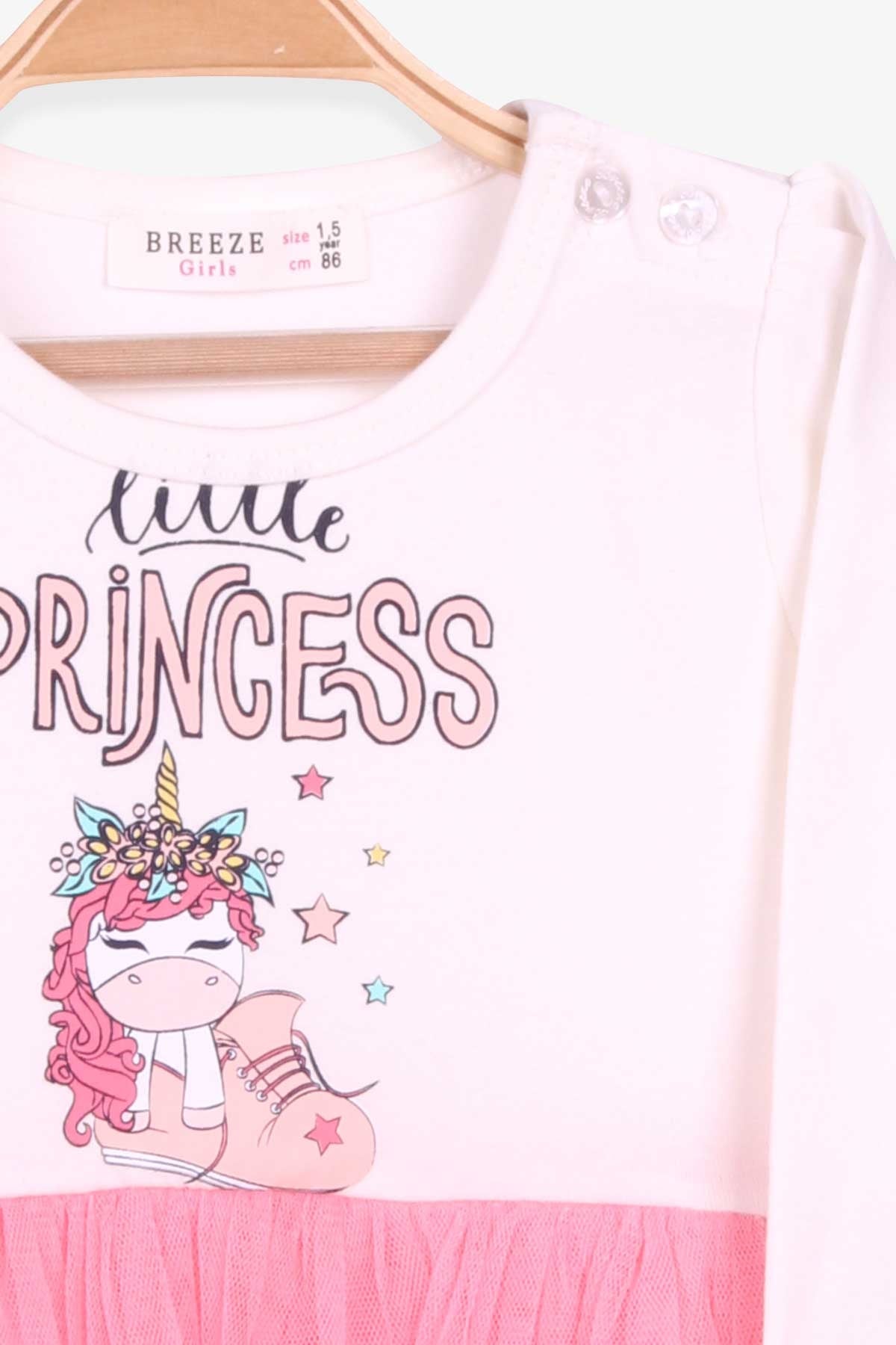 Breeze Kız Çocuk Elbise Unicorn Baskılı Ekru (1.5-5 Yaş)