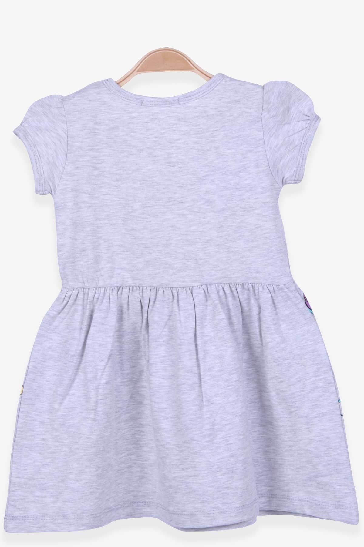 Breeze Kız Çocuk Elbise Unicorn Baskılı Gri Melanj (3-8 Yaş)