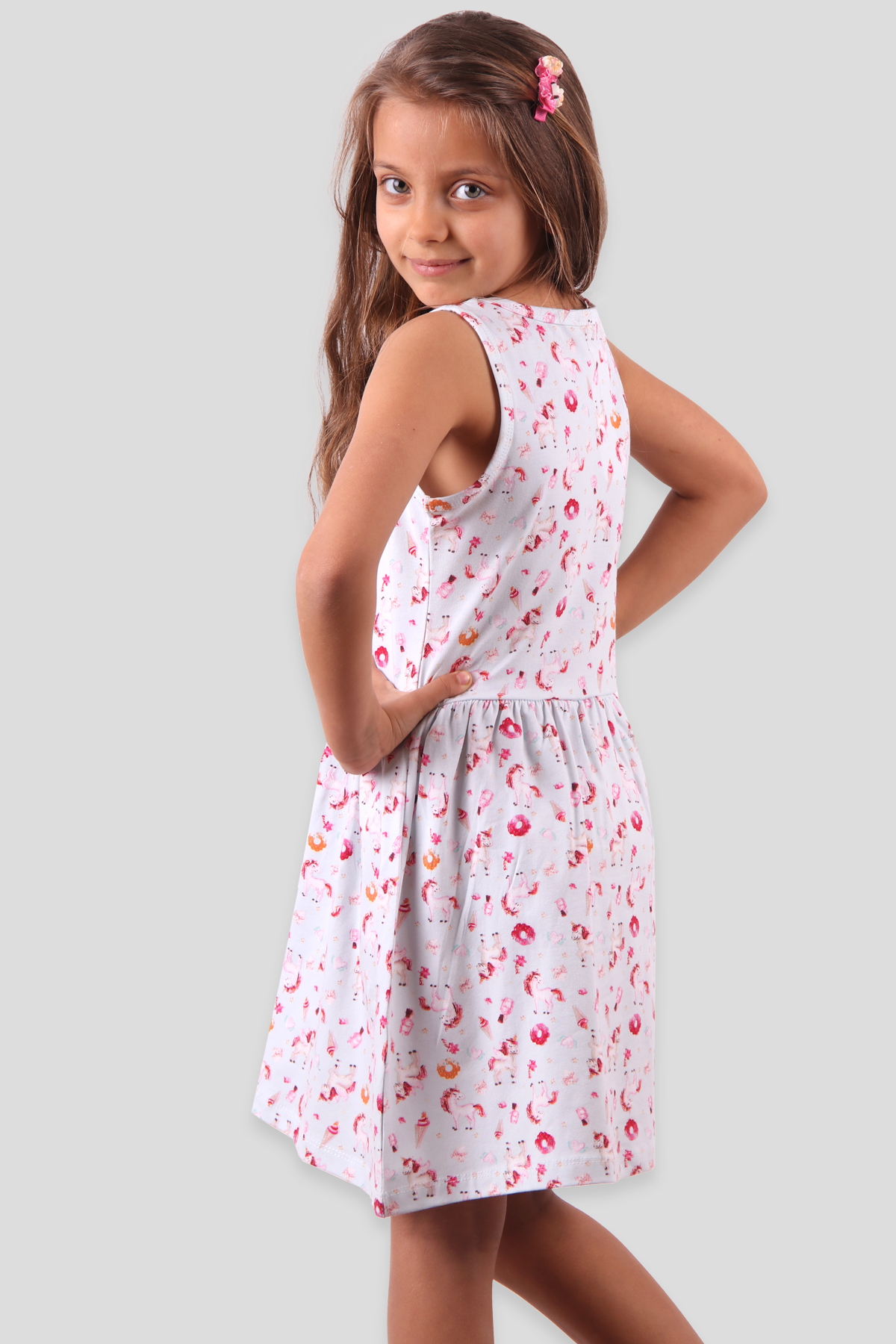 Breeze Kız Çocuk Elbise Unicorn Baskılı Fiyonklu Fuşya (6-10 Yaş)