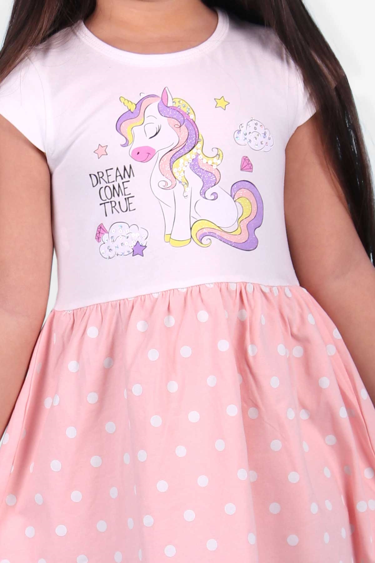 Breeze Kız Çocuk Elbise Unicorn Beyaz (3-8 Yaş)