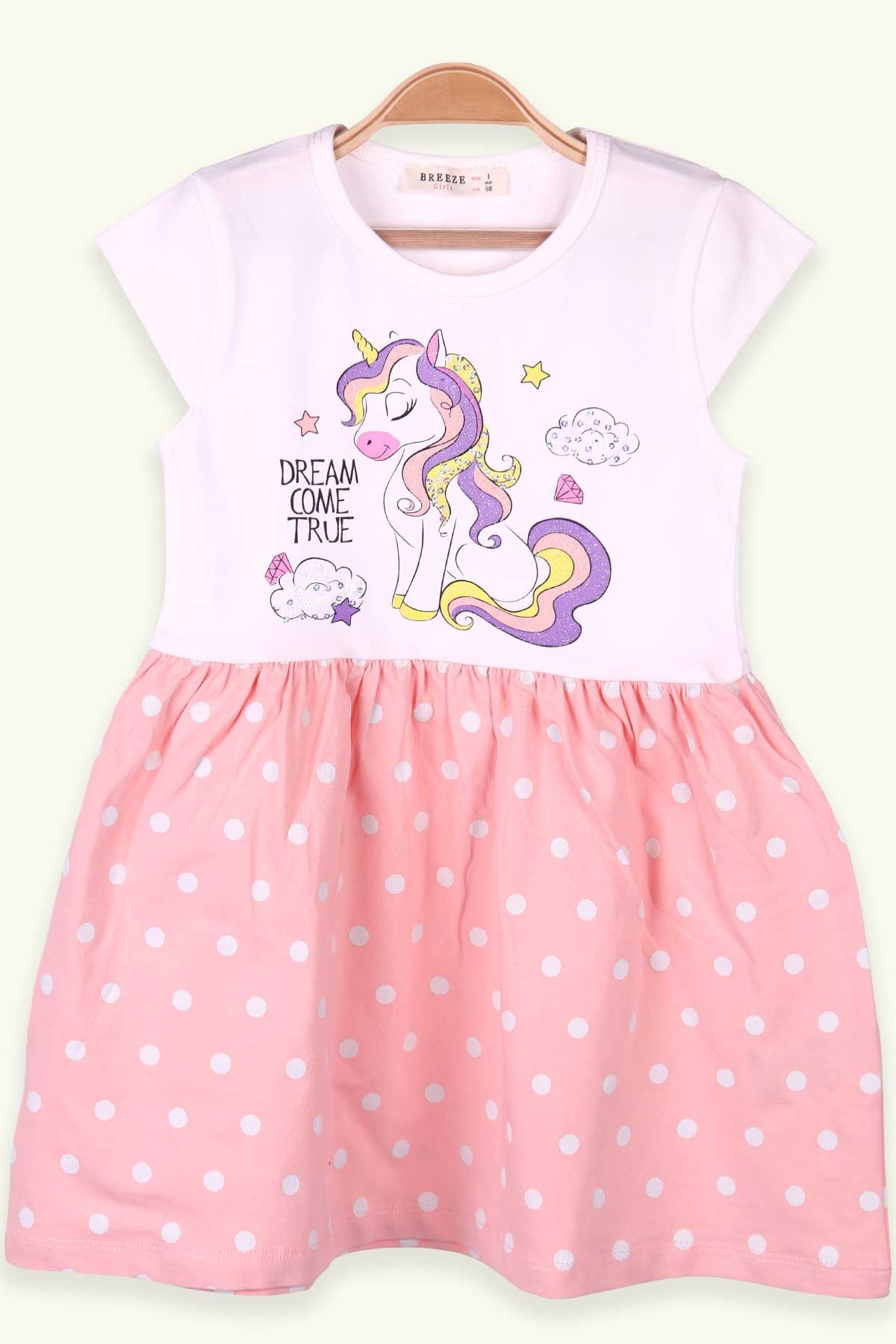Breeze Kız Çocuk Elbise Unicorn Beyaz (3-8 Yaş)