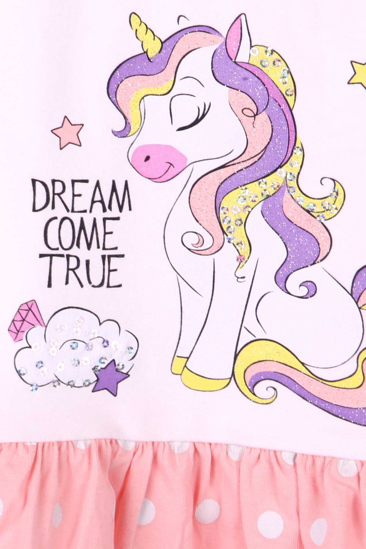 Breeze Kız Çocuk Elbise Unicorn Beyaz (3-8 Yaş)