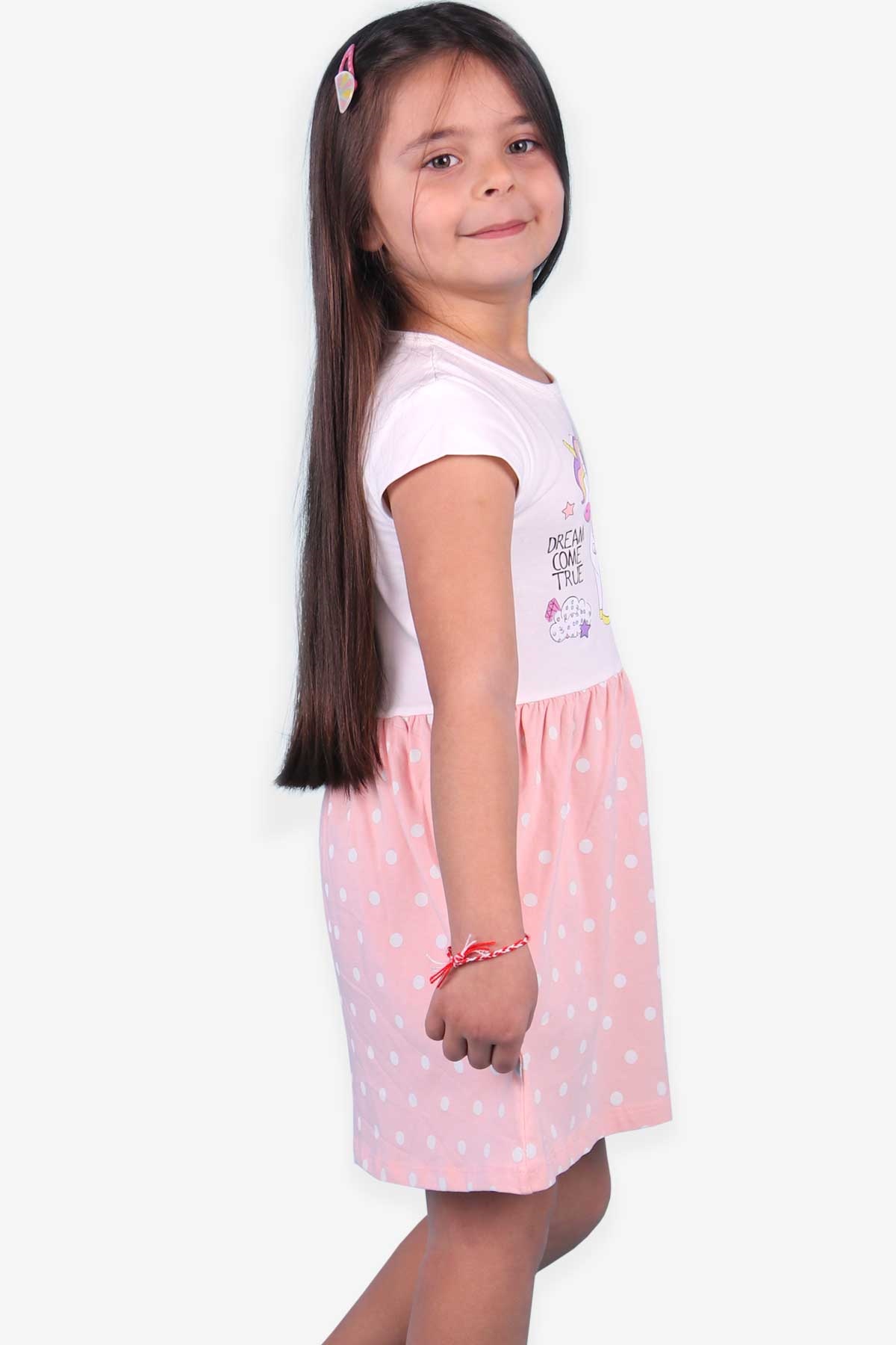 Breeze Kız Çocuk Elbise Unicorn Beyaz (3-8 Yaş)