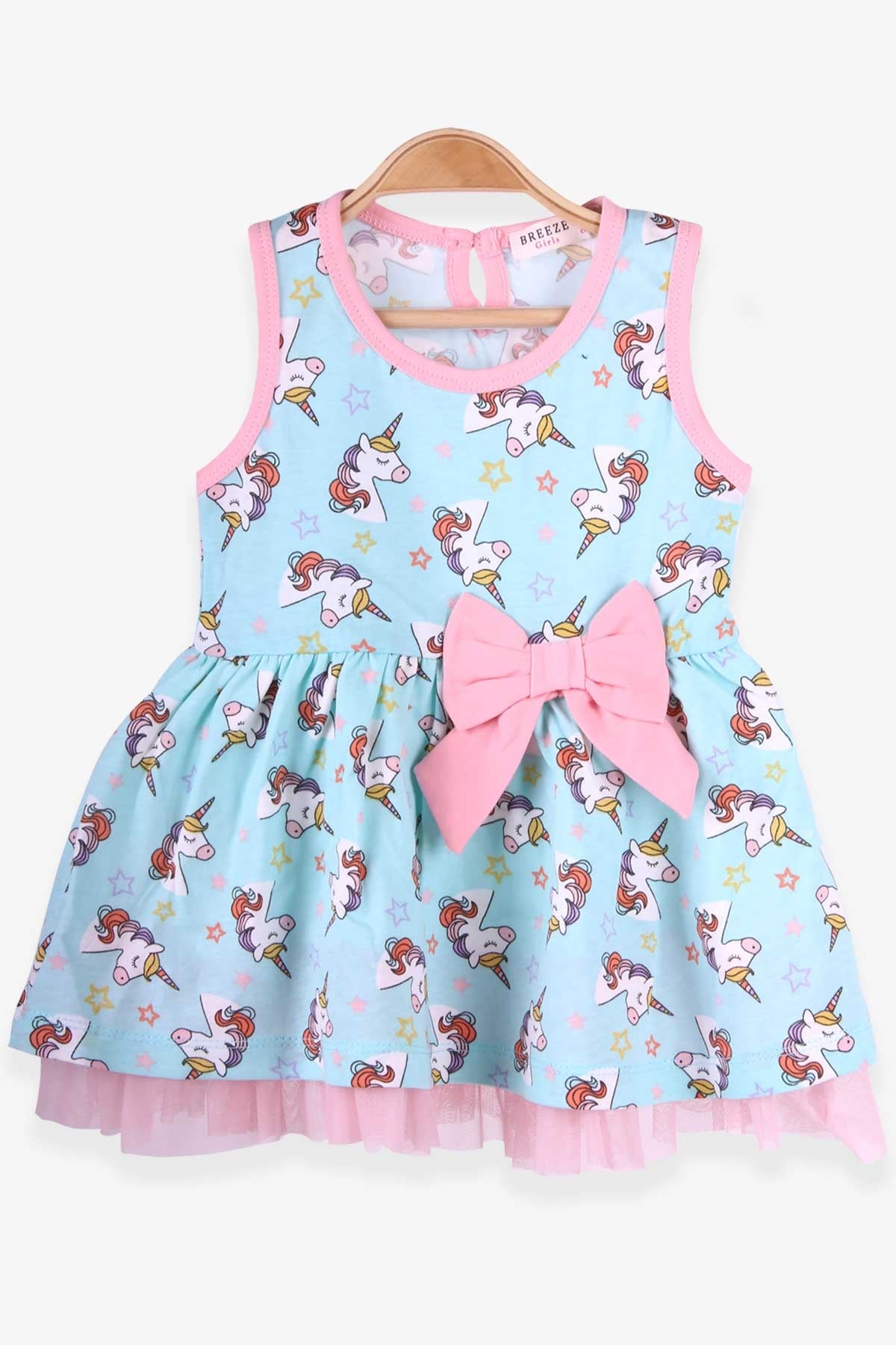Breeze Kız Çocuk Elbise Unicorn Desenli Su Yeşili (1.5-5 Yaş)