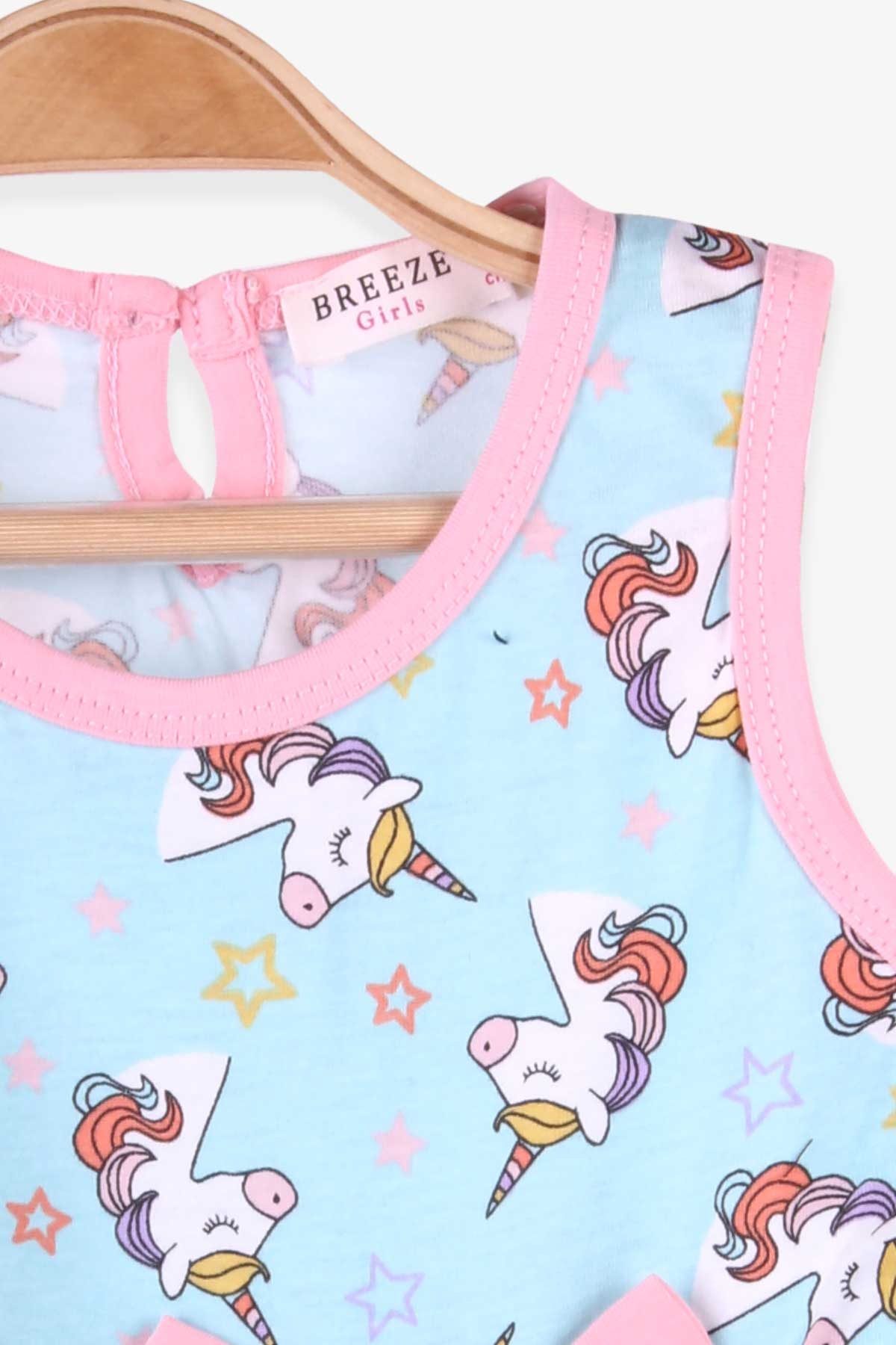 Breeze Kız Çocuk Elbise Unicorn Desenli Su Yeşili (1.5-5 Yaş)
