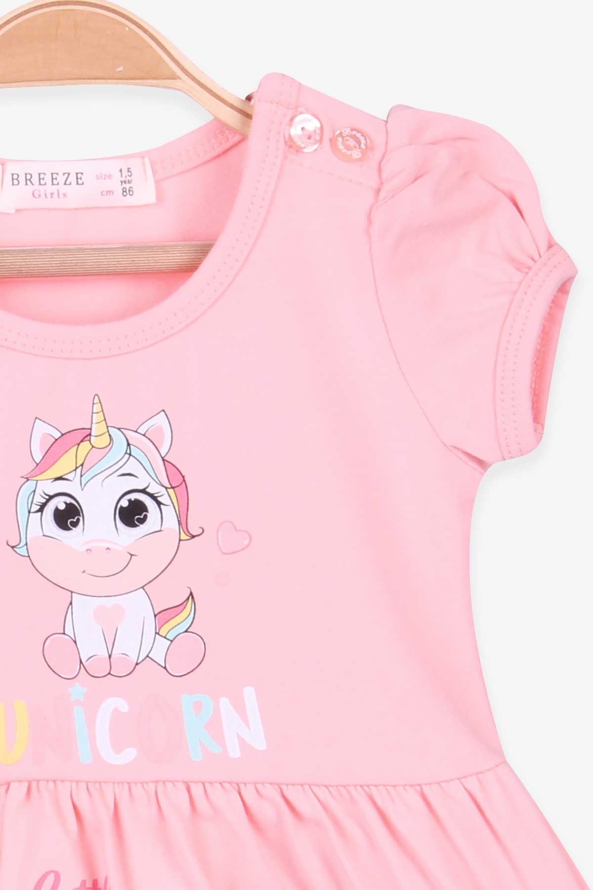 Breeze Kız Çocuk Elbise Unicorn Somon (1.5-5 Yaş)