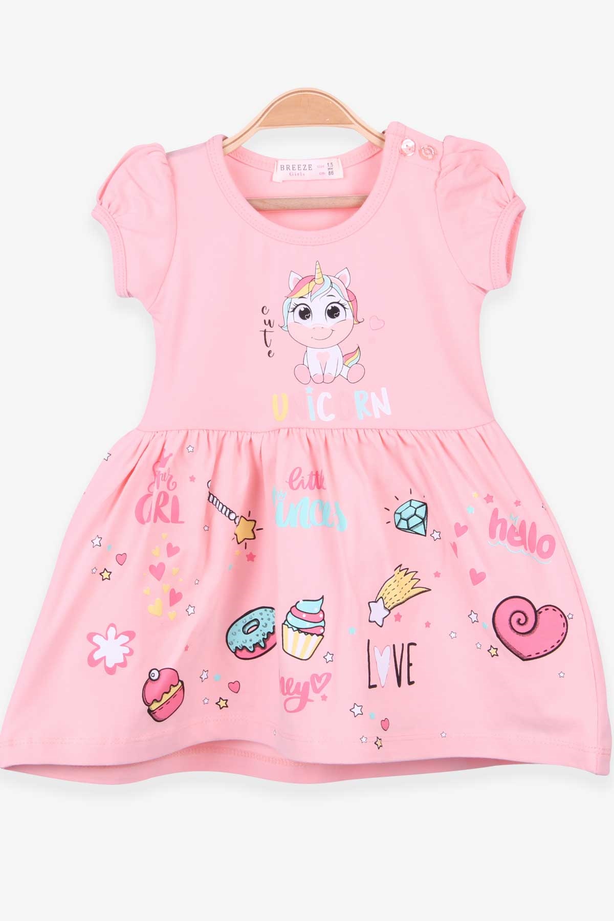 Breeze Kız Çocuk Elbise Unicorn Somon (1.5-5 Yaş)