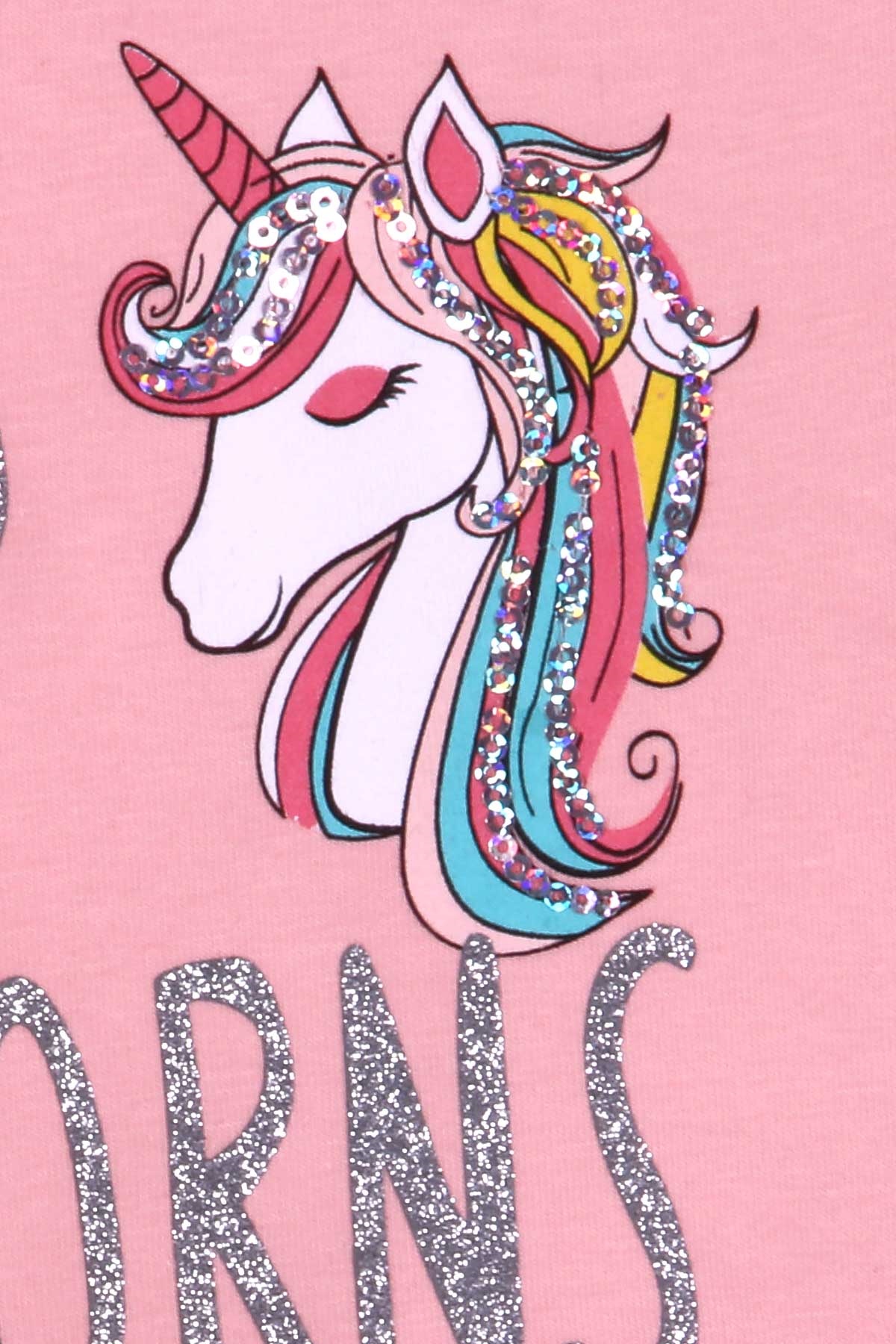 Breeze Kız Çocuk Elbise Unicorn Somon (3-8 Yaş)