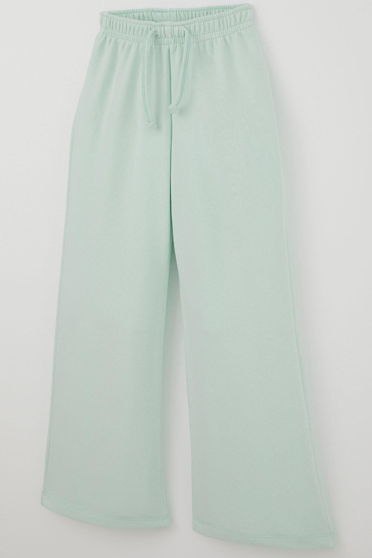 Breeze Kız Çocuk Eşofman Altı Bağcık Aksesuarlı Beli Lastikli Su Yeşili (5-9 Yaş)