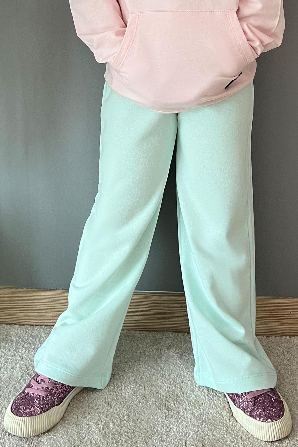 Breeze Kız Çocuk Eşofman Altı Bağcık Aksesuarlı Beli Lastikli Su Yeşili (5-9 Yaş)