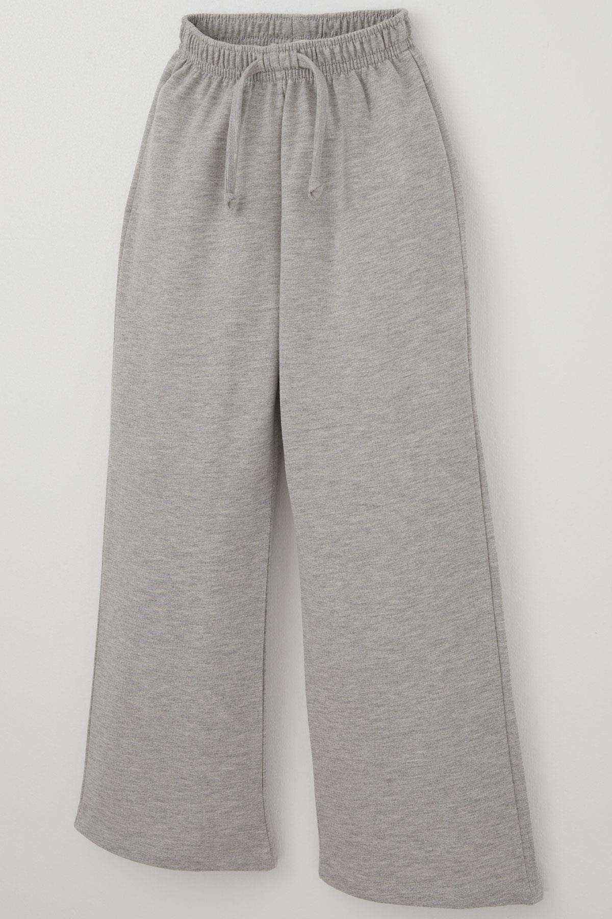 Breeze Kız Çocuk Eşofman Altı Bağcık Aksesuarlı Beli Lastikli Açık Gri Melanj (5-9 Yaş)