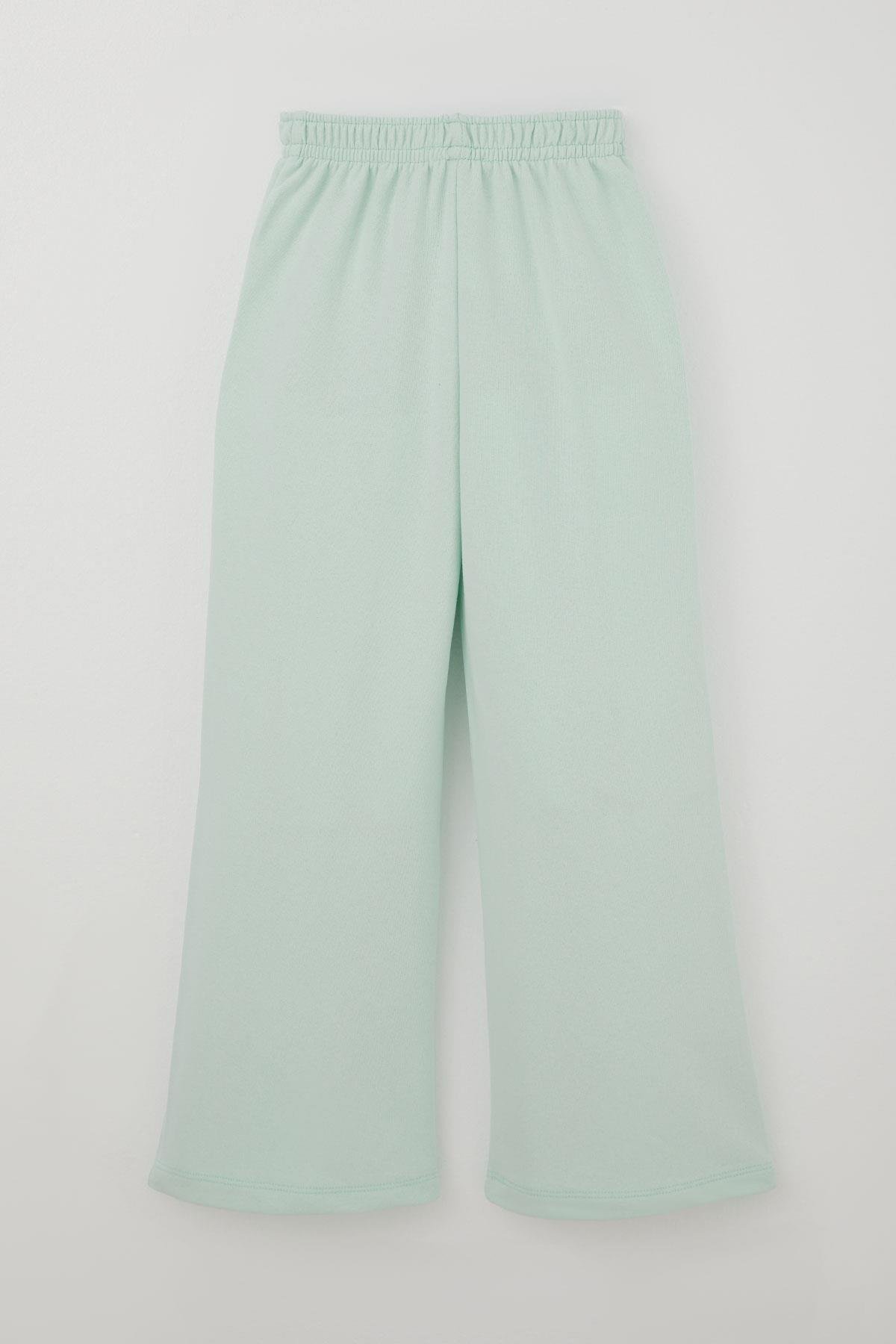 Breeze Kız Çocuk Eşofman Altı Bağcık Aksesuarlı Beli Lastikli Su Yeşili (5-9 Yaş)