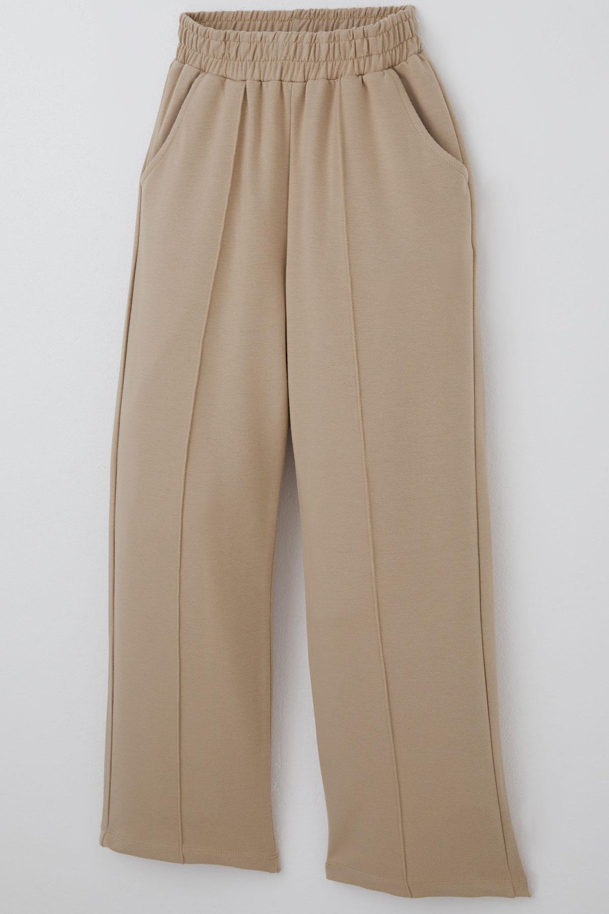 Breeze Kız Çocuk Eşofman Altı Basic Çima Dikişli Cepli Bej (8-14 Yaş)