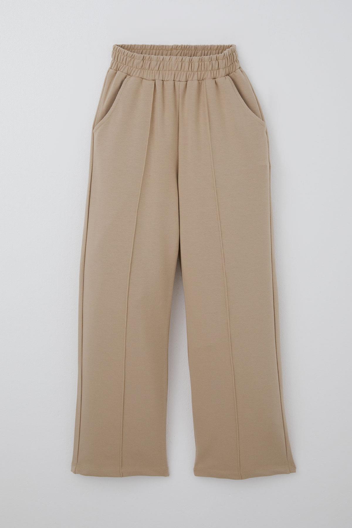 Breeze Kız Çocuk Eşofman Altı Basic Çima Dikişli Cepli Bej (8-14 Yaş)