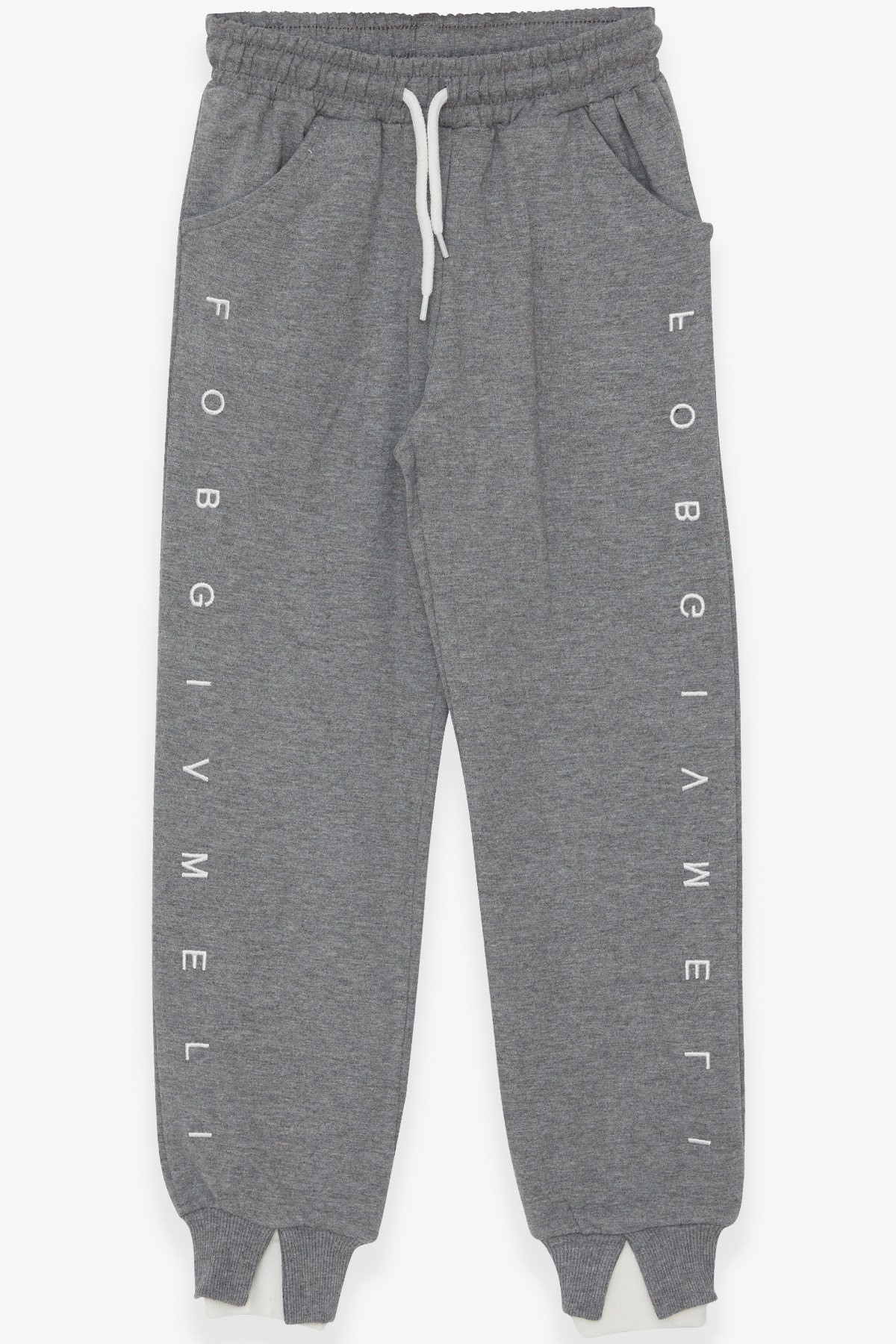 Breeze Kız Çocuk Eşofman Altı Baskılı Koyu Gri Melanj (8-14 Yaş)