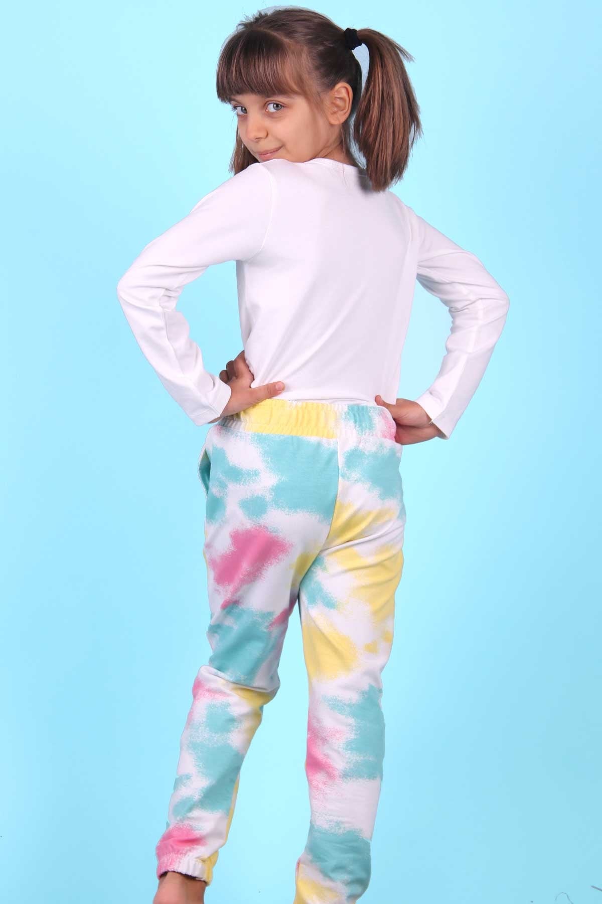 Breeze Kız Çocuk Eşofman Altı Batik Desenli Karışık Renk (7-14 Yaş)