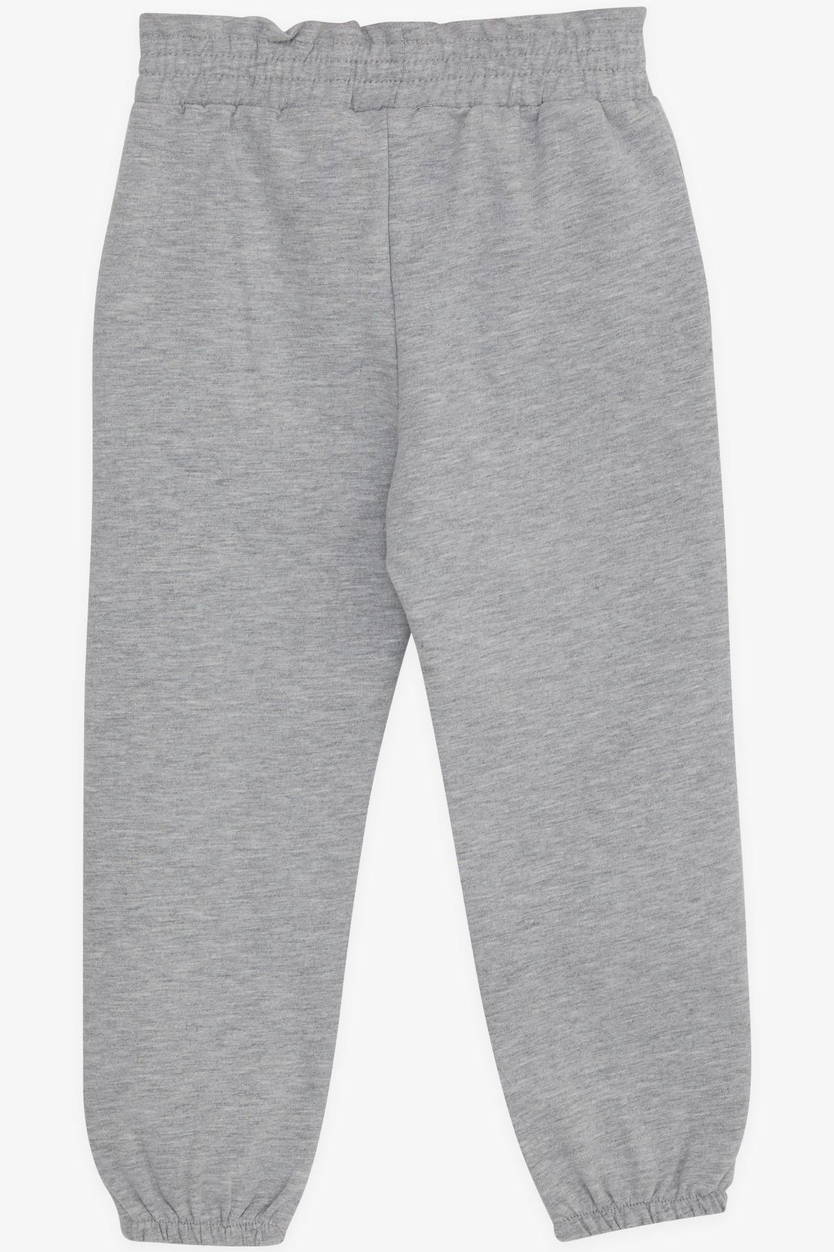 Breeze Kız Çocuk Eşofman Altı Beli Lastikli Cepli Gri Melanj (1-4 Yaş)