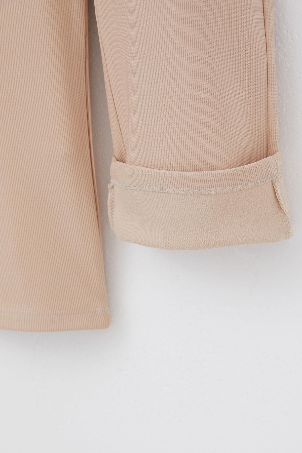 Breeze Kız Çocuk Eşofman Altı Beli Lastikli Cepli Armalı Bej (6-12 Yaş)