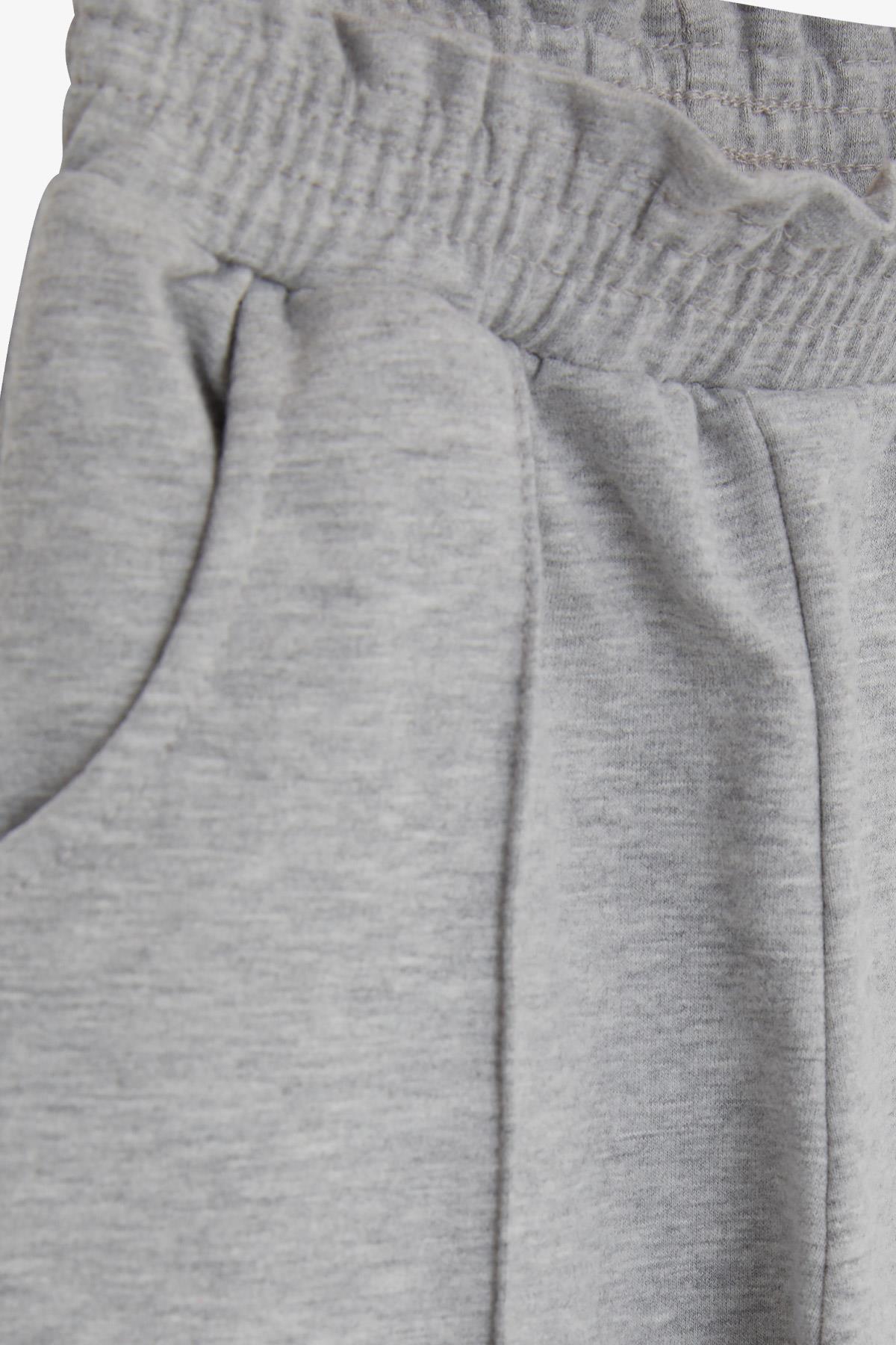 Breeze Kız Çocuk Eşofman Altı Beli Lastikli Cepli Gri Melanj (1-4 Yaş)