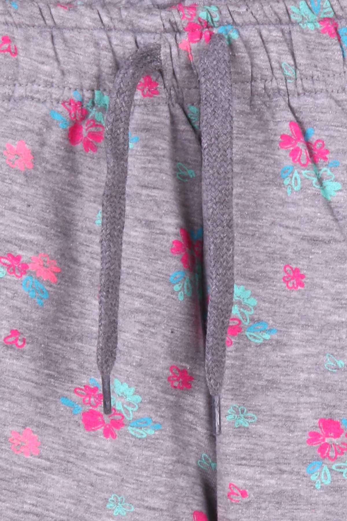 Breeze Kız Çocuk Eşofman Altı Çiçek Desenli Gri Melanj (1.5-5 Yaş)