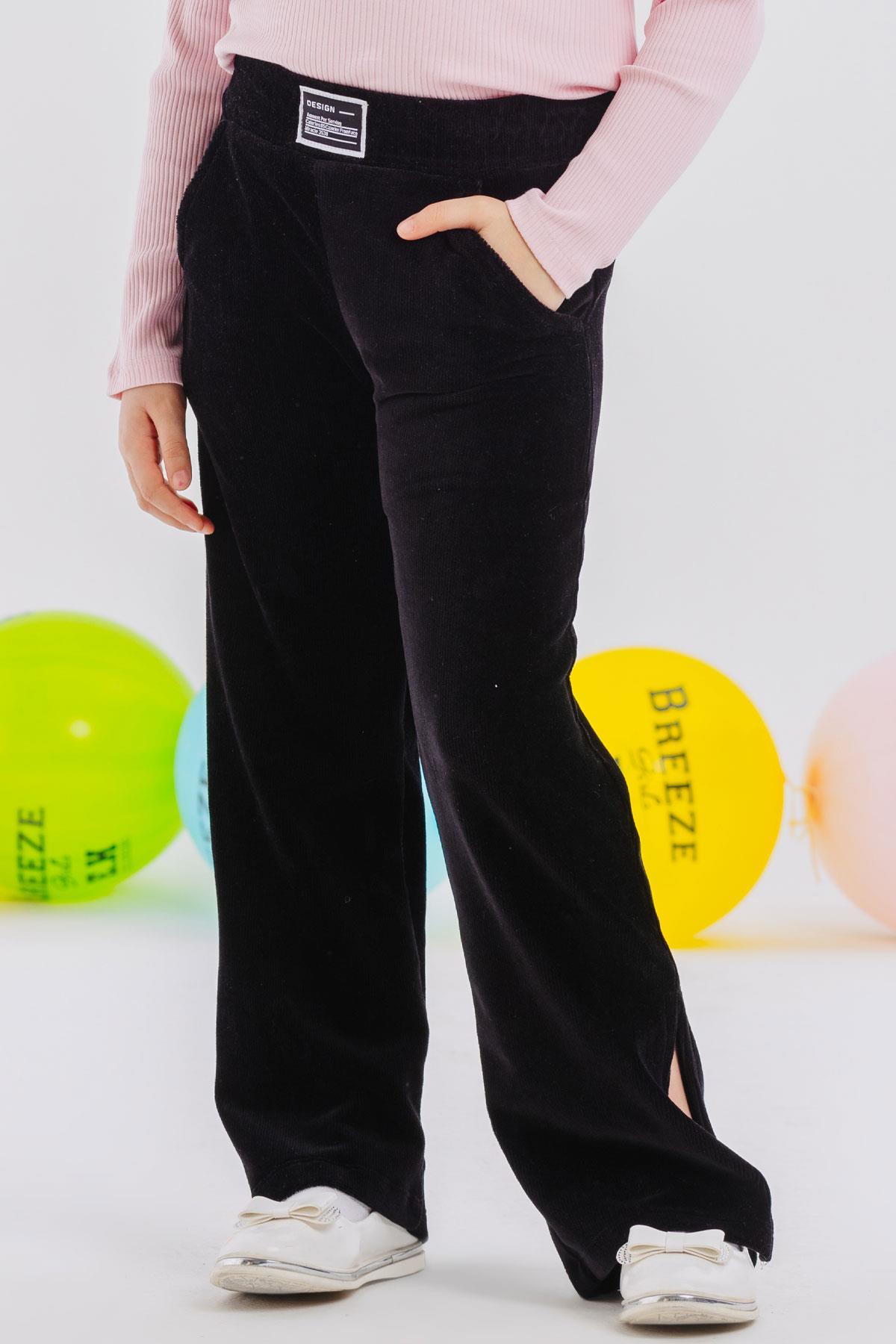 Breeze Kız Çocuk Eşofman Altı Paçası Yırtmaçlı Siyah (8-10 Yaş)