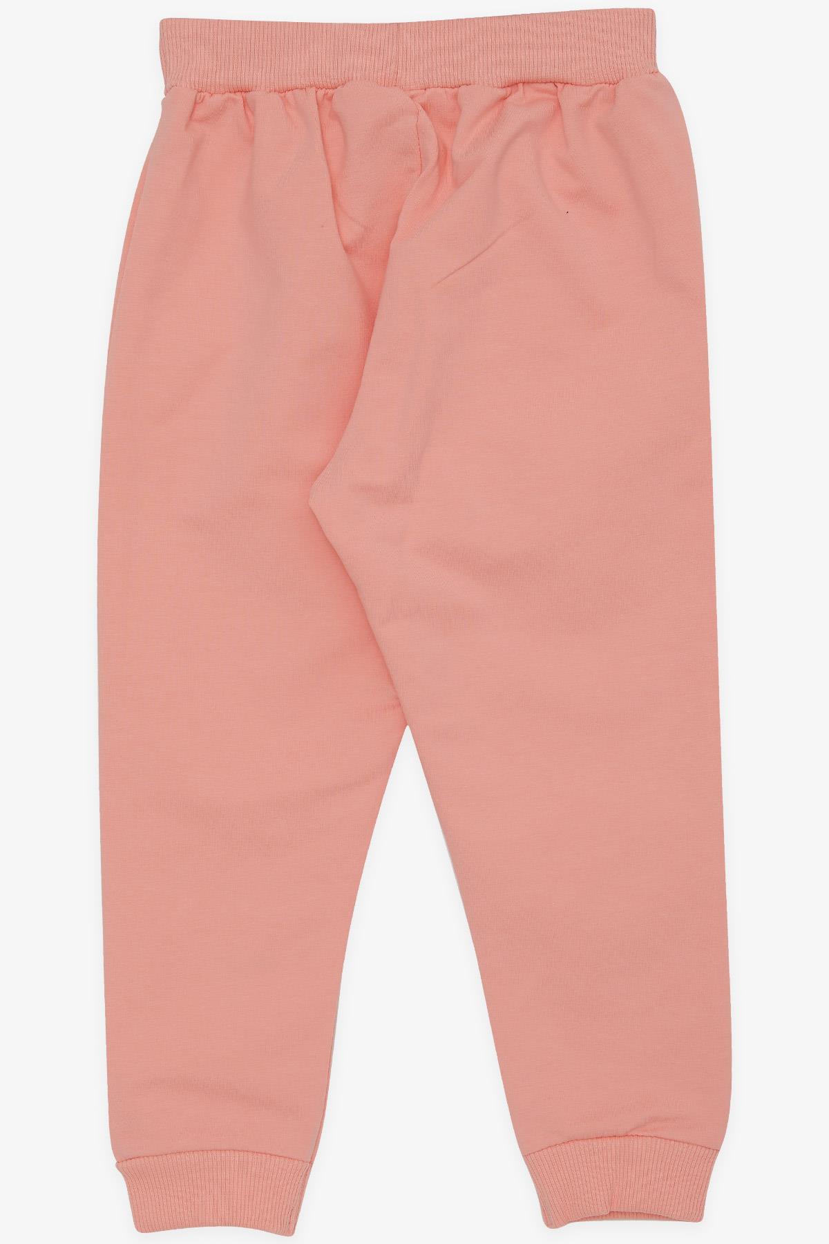 Breeze Kız Çocuk Eşofman Altı Sevimli Ayıcık Nakışlı Somon (1-4 Yaş)