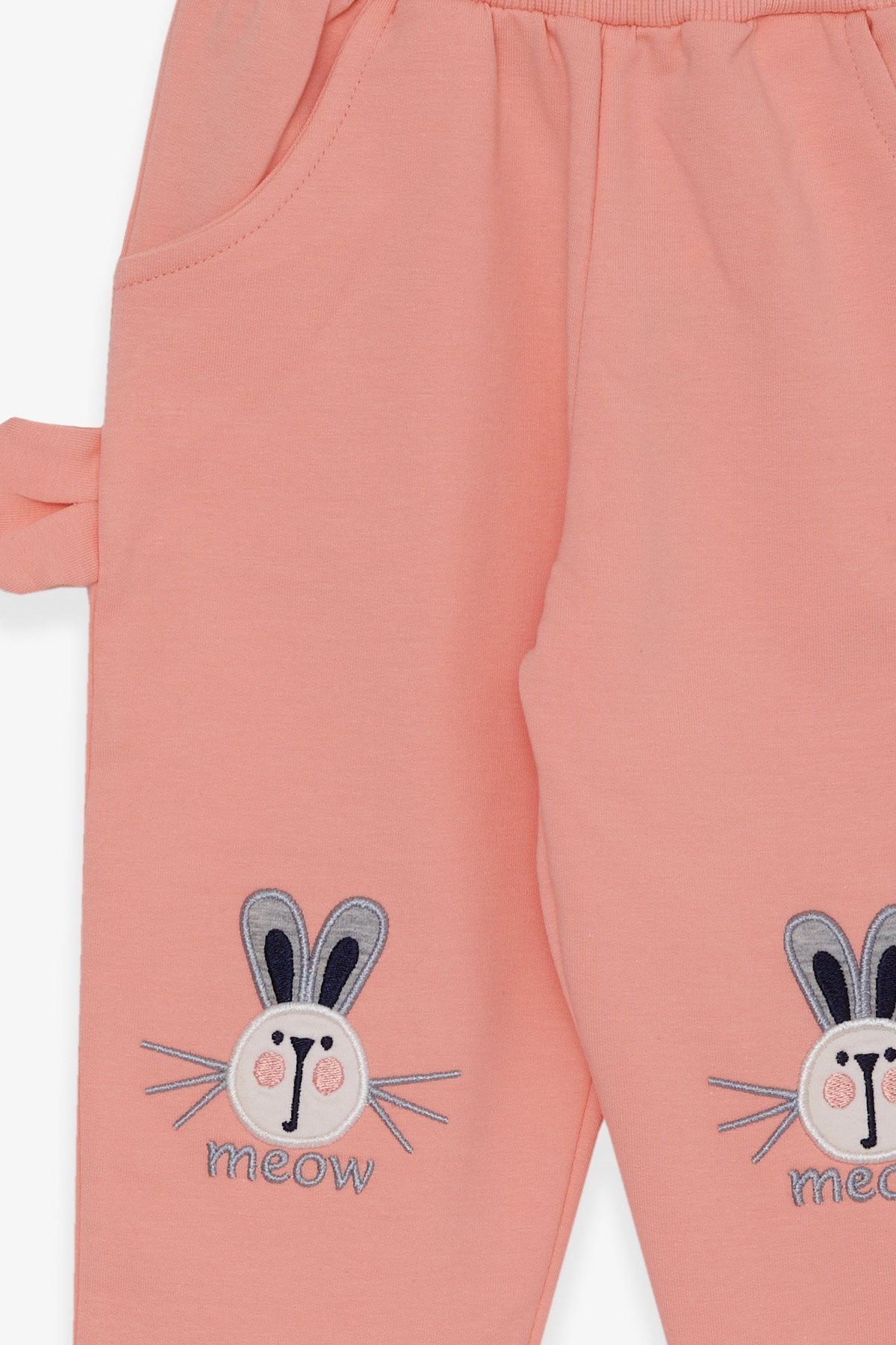 Breeze Kız Çocuk Eşofman Altı Tavşancık Nakışlı Somon (1-4 Yaş)