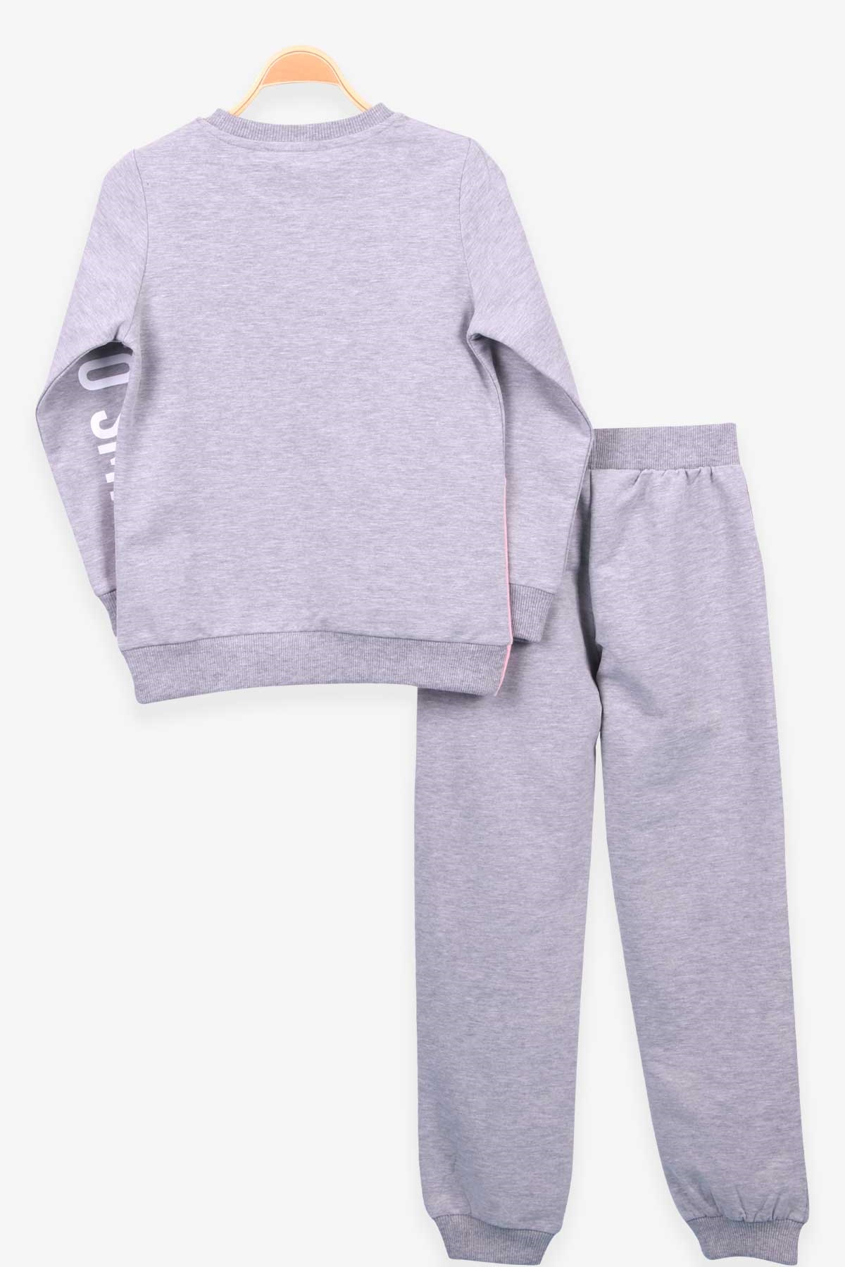 Breeze Kız Çocuk Eşofman Baskılı Gri Melanj (7-10 Yaş)