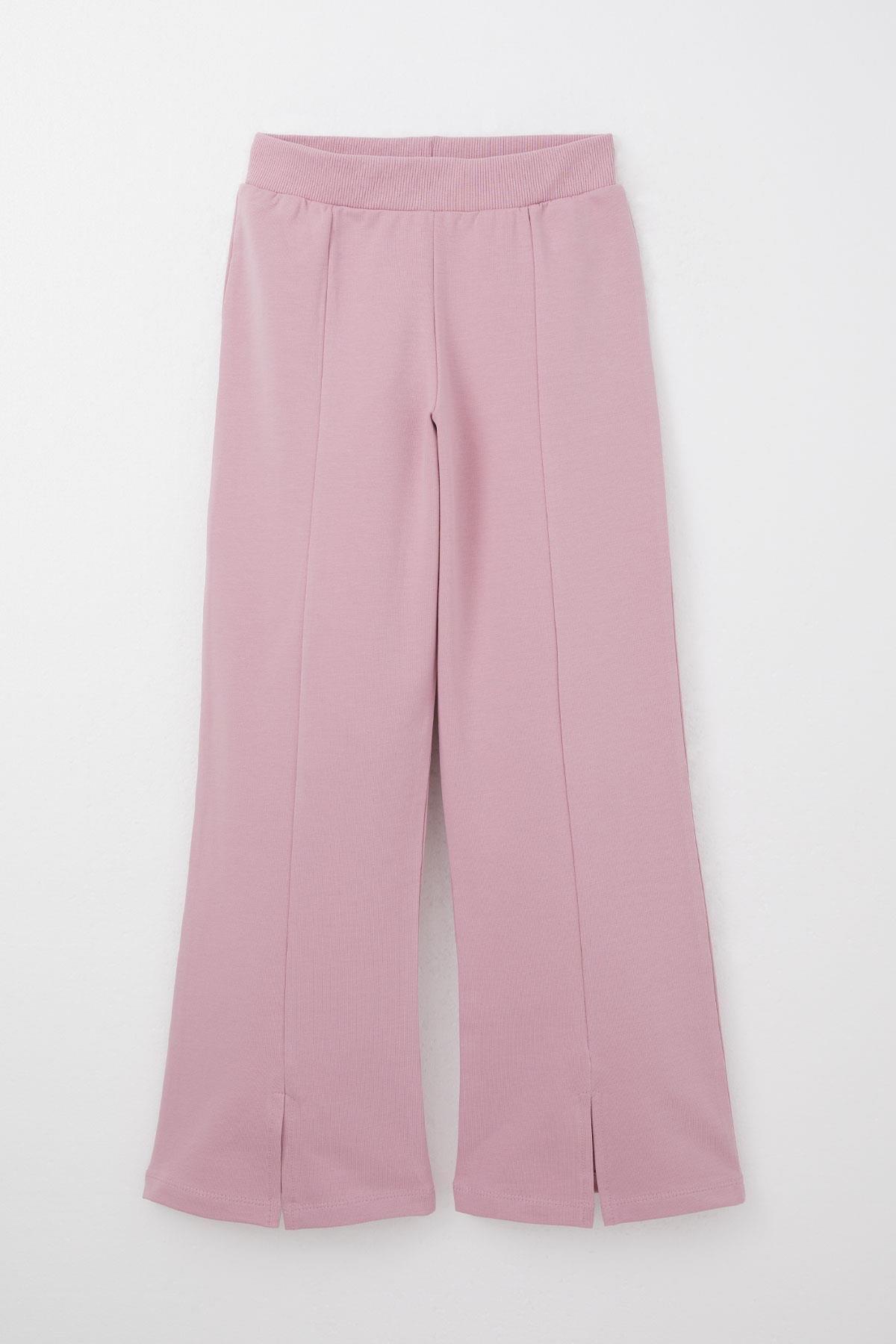 Breeze Kız Çocuk Eşofman Takım Çiçek Baskılı Geniş Paça Yırtmaçlı Gülkurusu (5-10 Yaş)