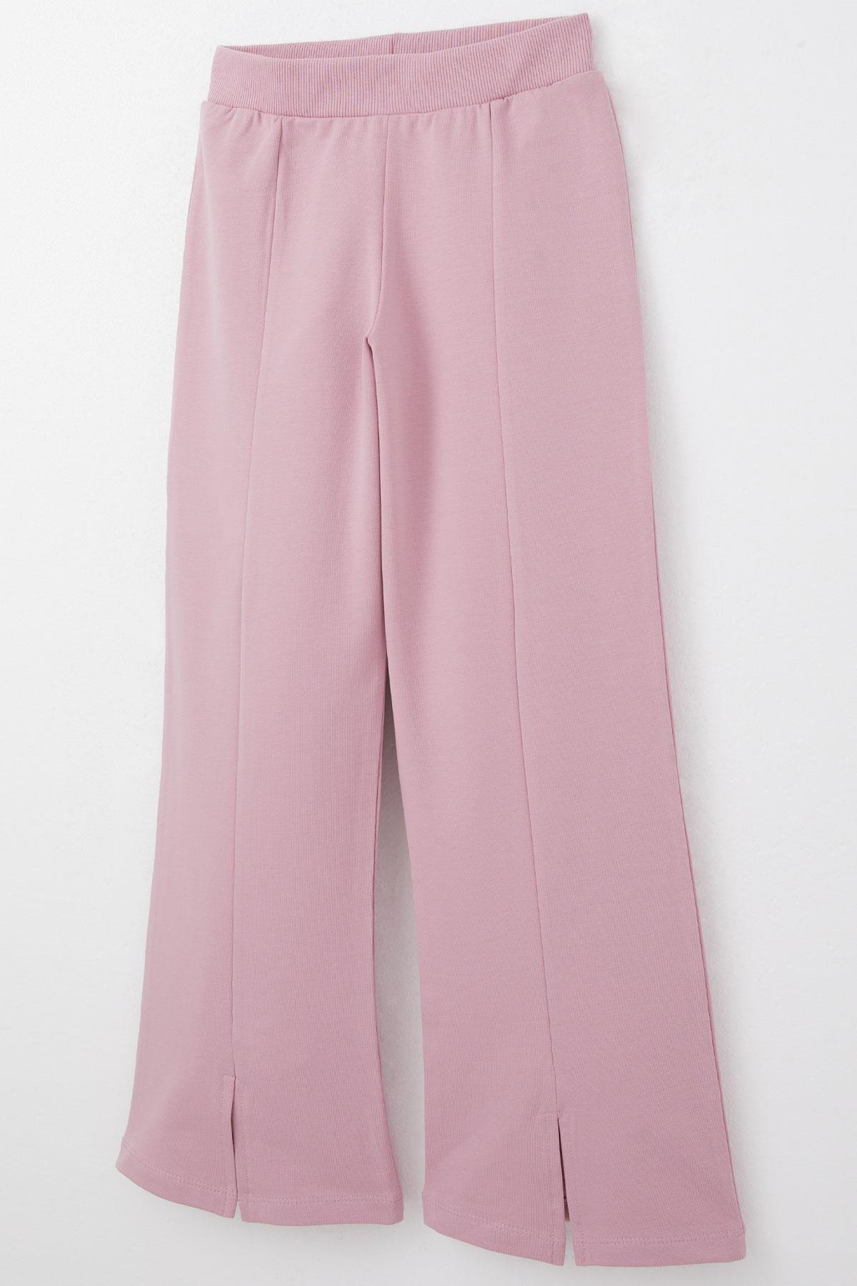 Breeze Kız Çocuk Eşofman Takım Çiçek Baskılı Geniş Paça Yırtmaçlı Gülkurusu (5-10 Yaş)