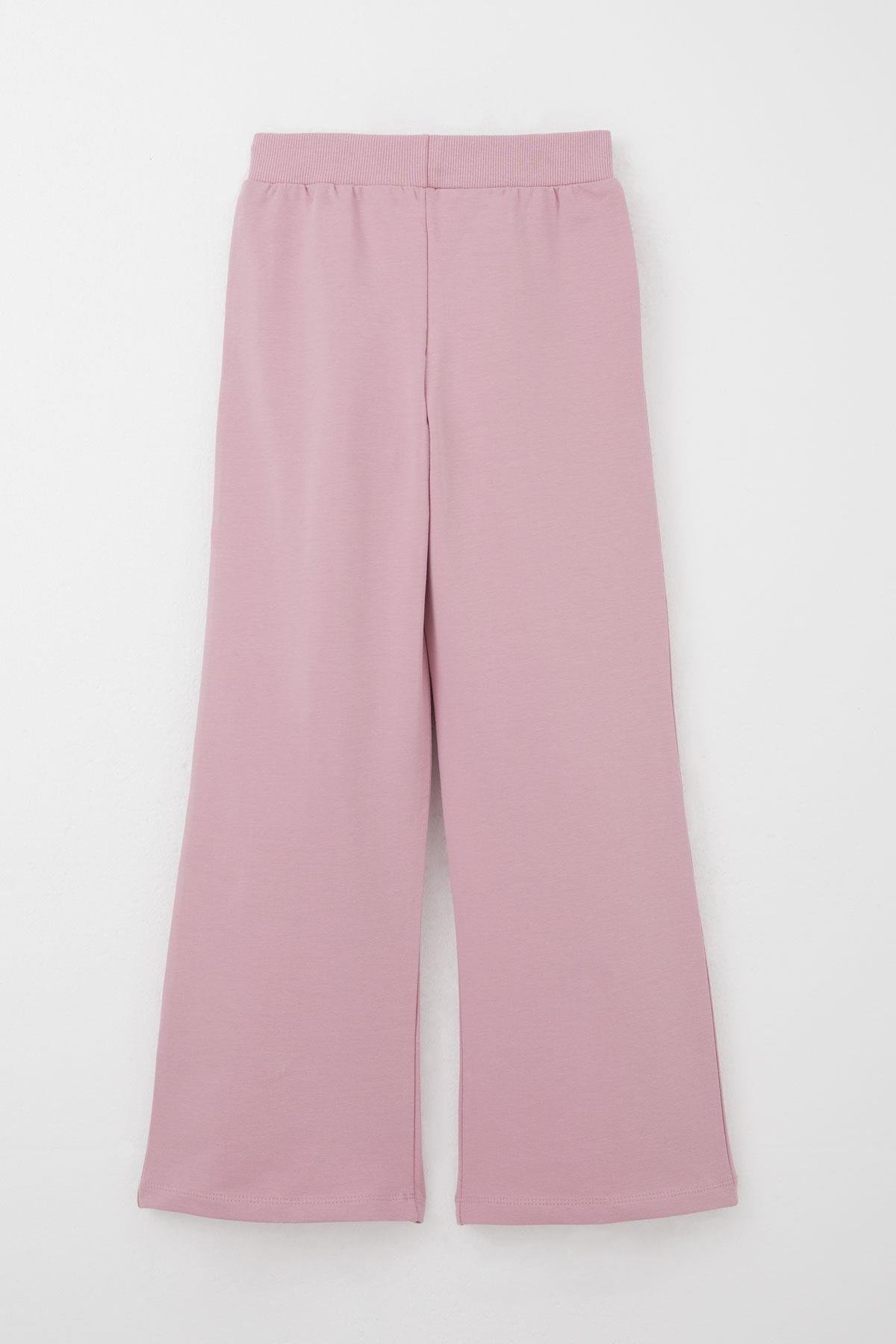 Breeze Kız Çocuk Eşofman Takım Çiçek Baskılı Geniş Paça Yırtmaçlı Gülkurusu (5-10 Yaş)