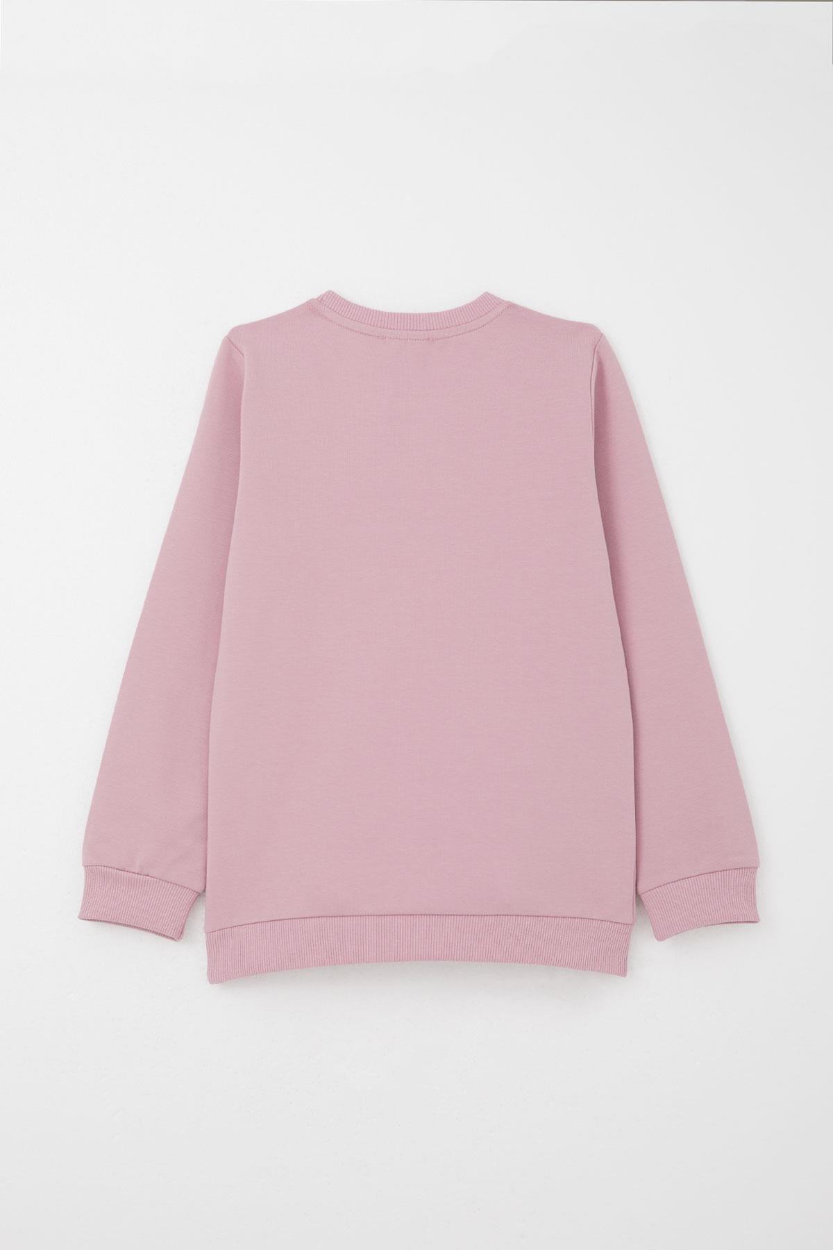 Breeze Kız Çocuk Eşofman Takım Çiçek Baskılı Geniş Paça Yırtmaçlı Gülkurusu (5-10 Yaş)