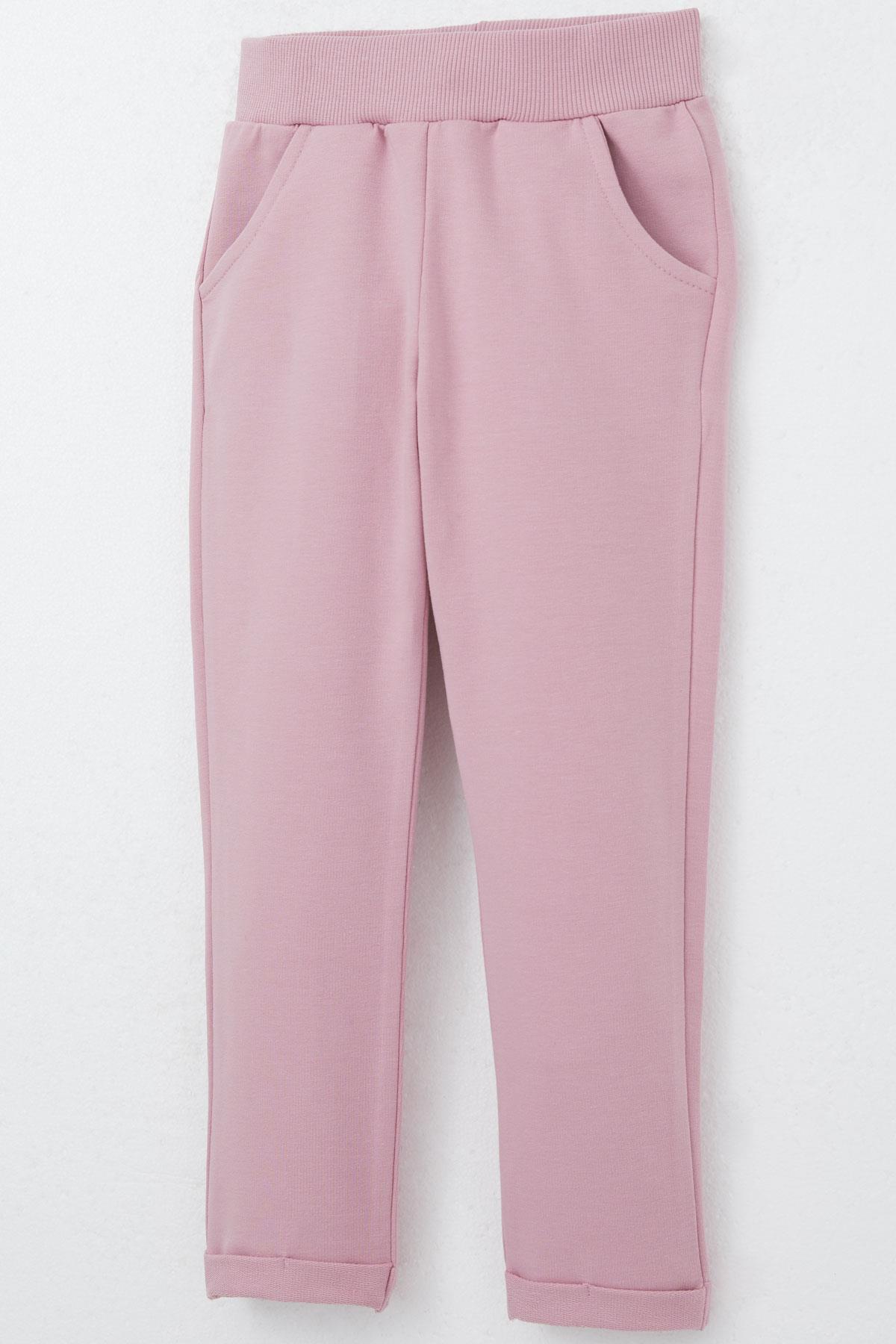 Breeze Kız Çocuk Eşofman Takım Çiçek Nakışlı Açık Gri Melanj (1.5-5 Yaş)