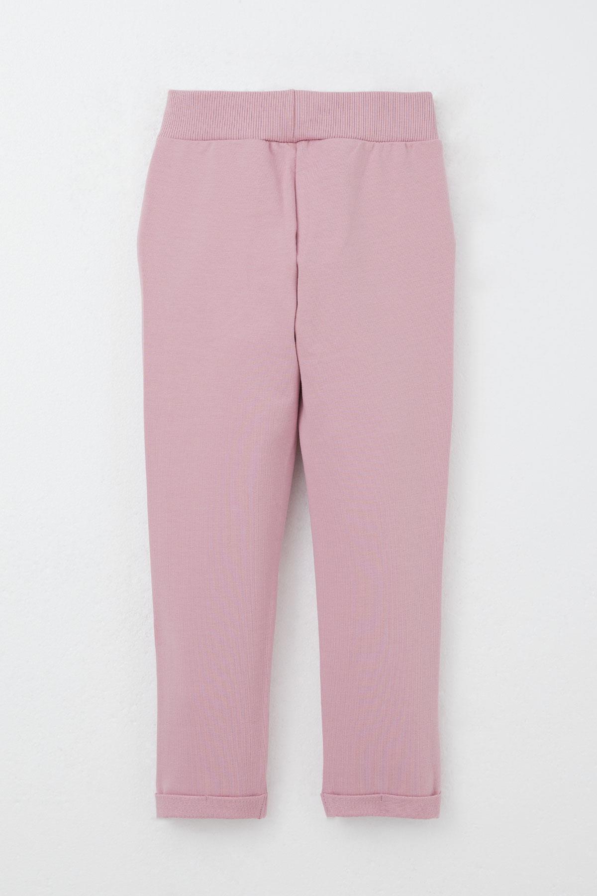 Breeze Kız Çocuk Eşofman Takım Çiçek Nakışlı Açık Gri Melanj (1.5-5 Yaş)