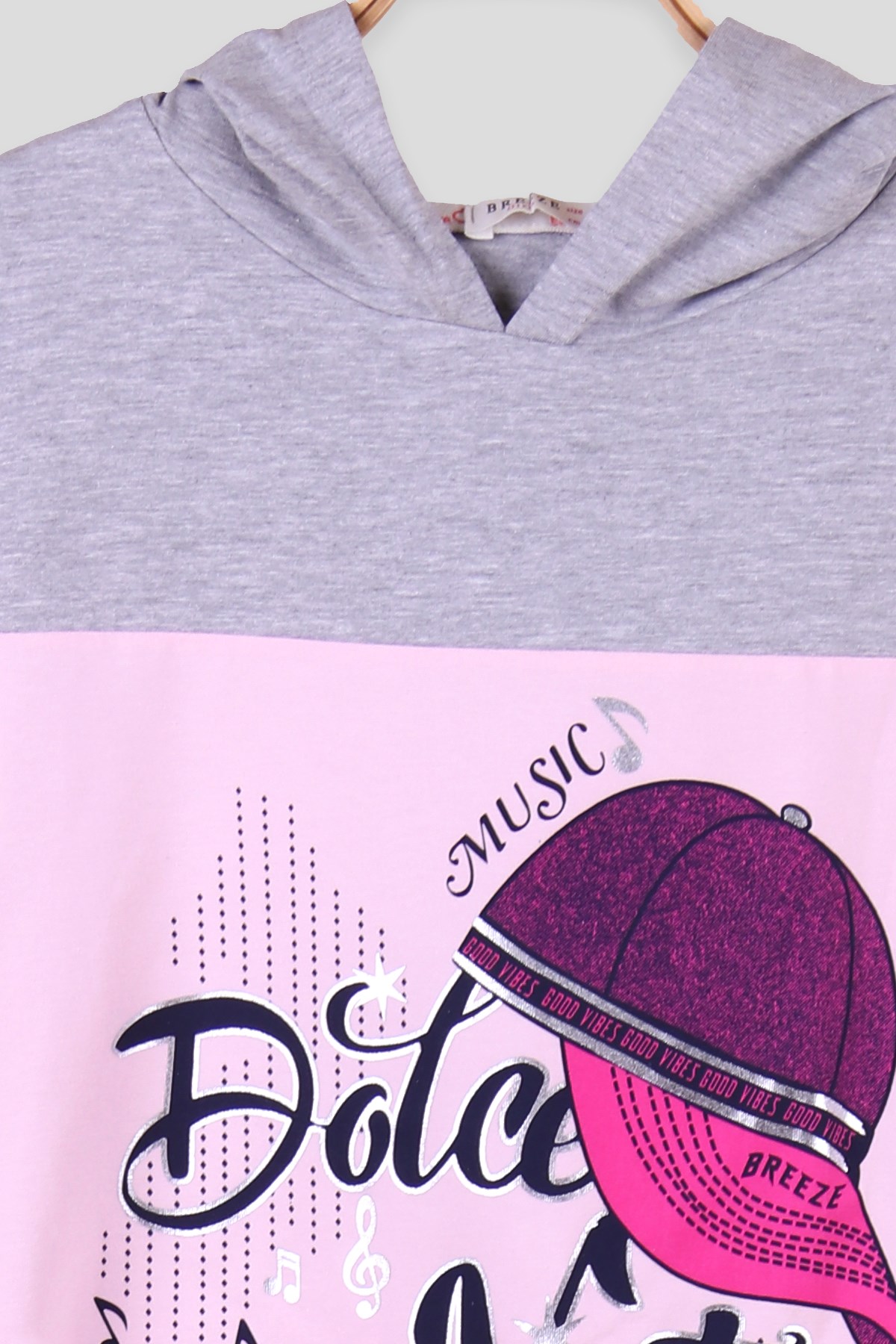 Breeze Kız Çocuk Eşofman Takım Kapüşonlu Şapka Baskılı Pembe (9-14 Yaş)