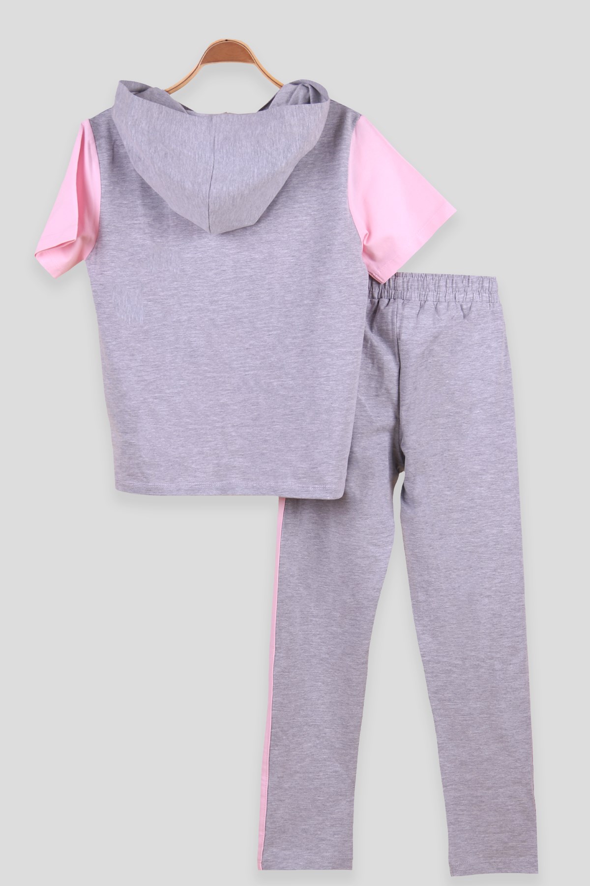 Breeze Kız Çocuk Eşofman Takım Kapüşonlu Şapka Baskılı Pembe (9-14 Yaş)
